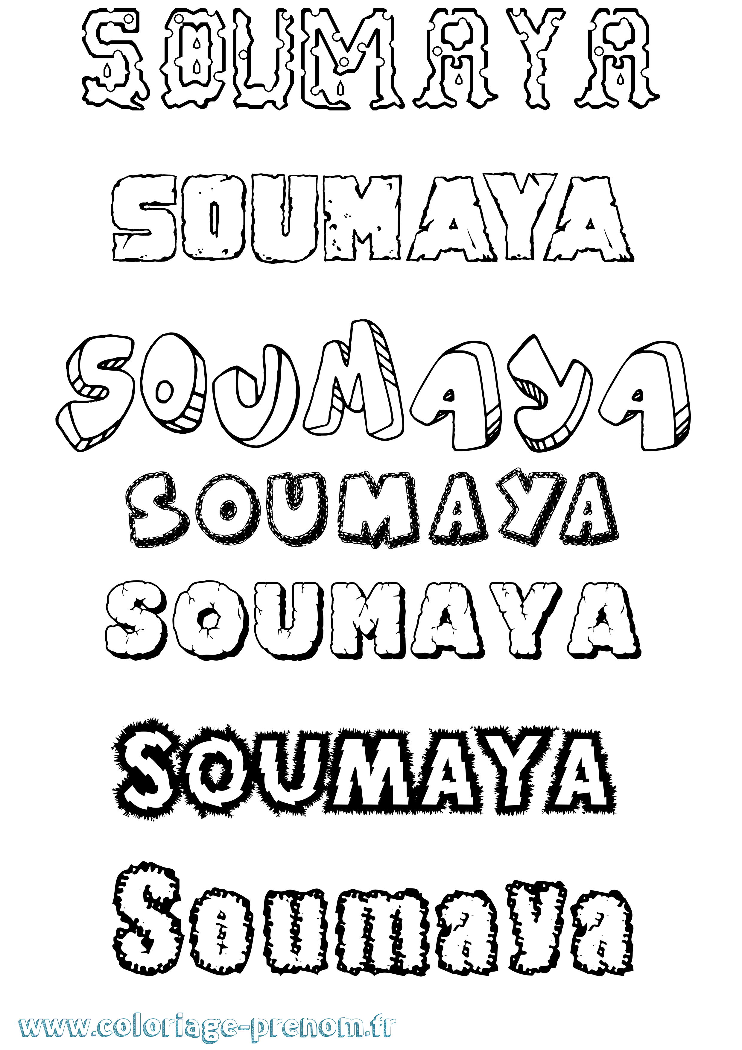 Coloriage Soumaya Destructuré Coloriage prénom Soumaya Destructuré