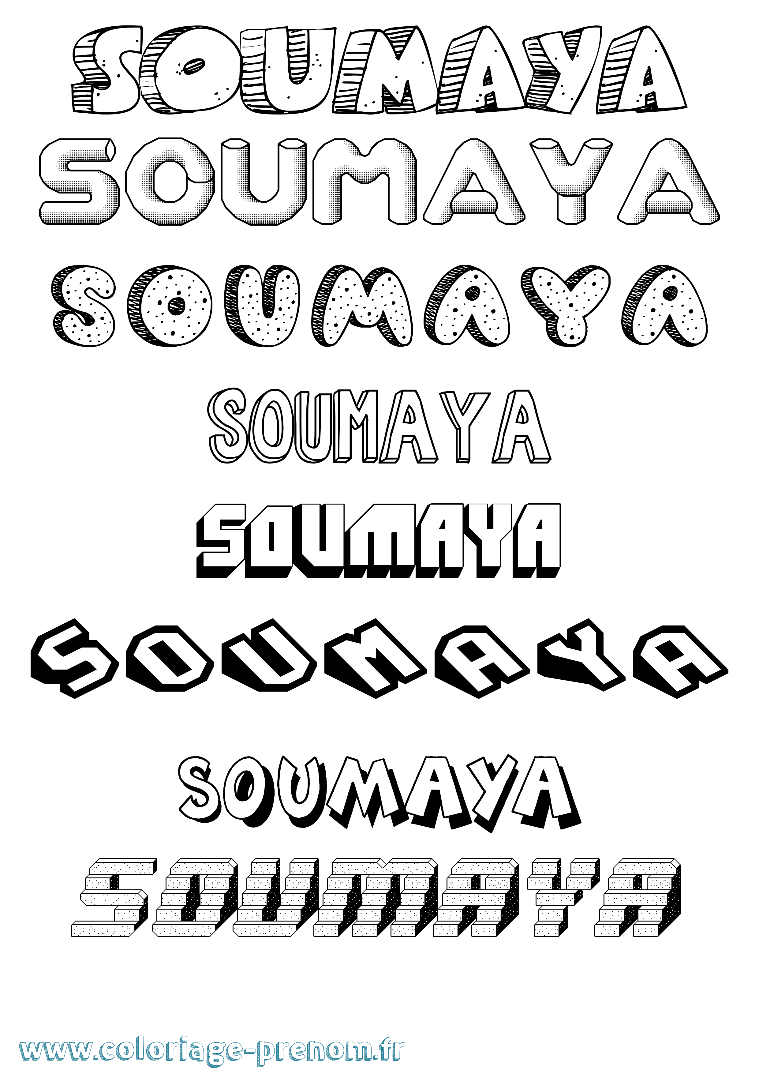 Coloriage prénom Soumaya Effet 3D