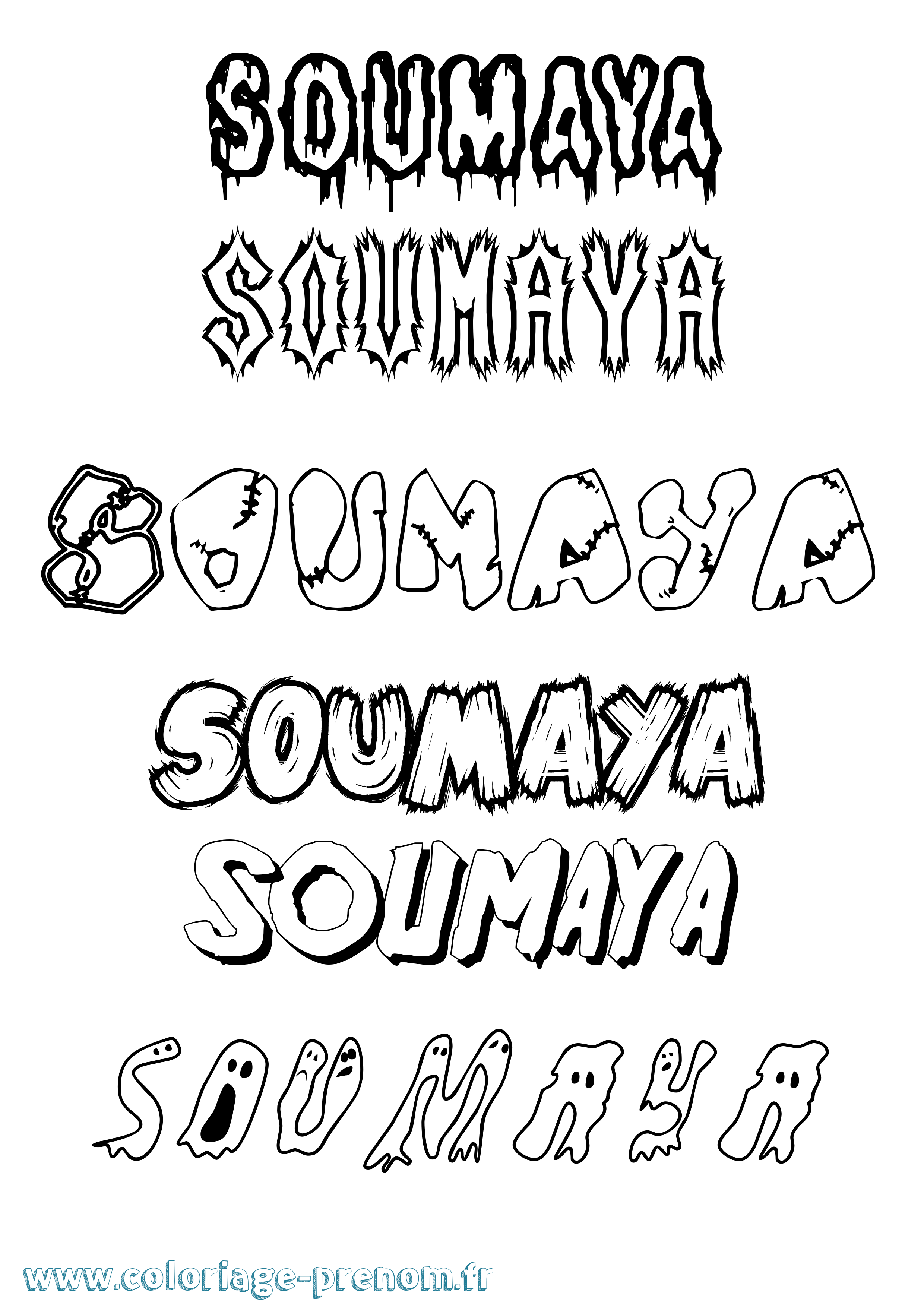 Coloriage Soumaya Frisson Coloriage prénom Soumaya Frisson