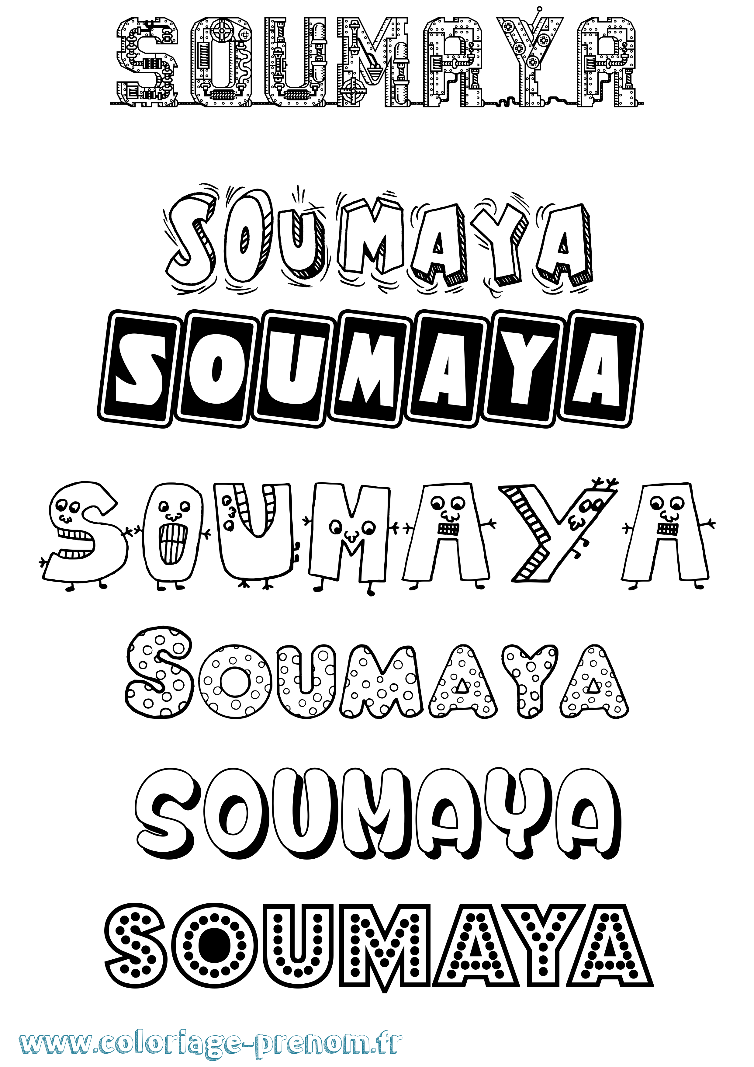 Coloriage prénom Soumaya Fun