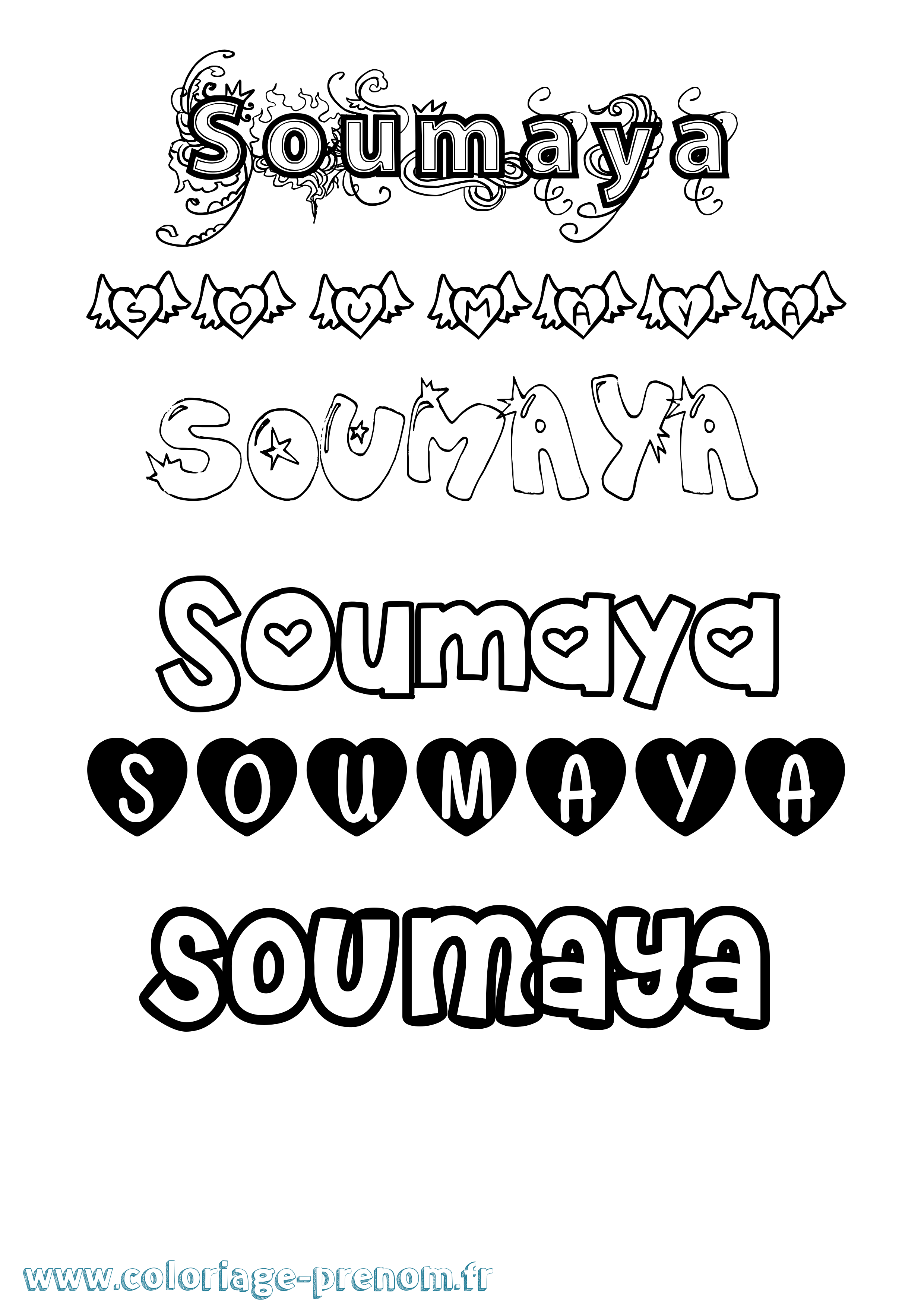 Coloriage prénom Soumaya Girly