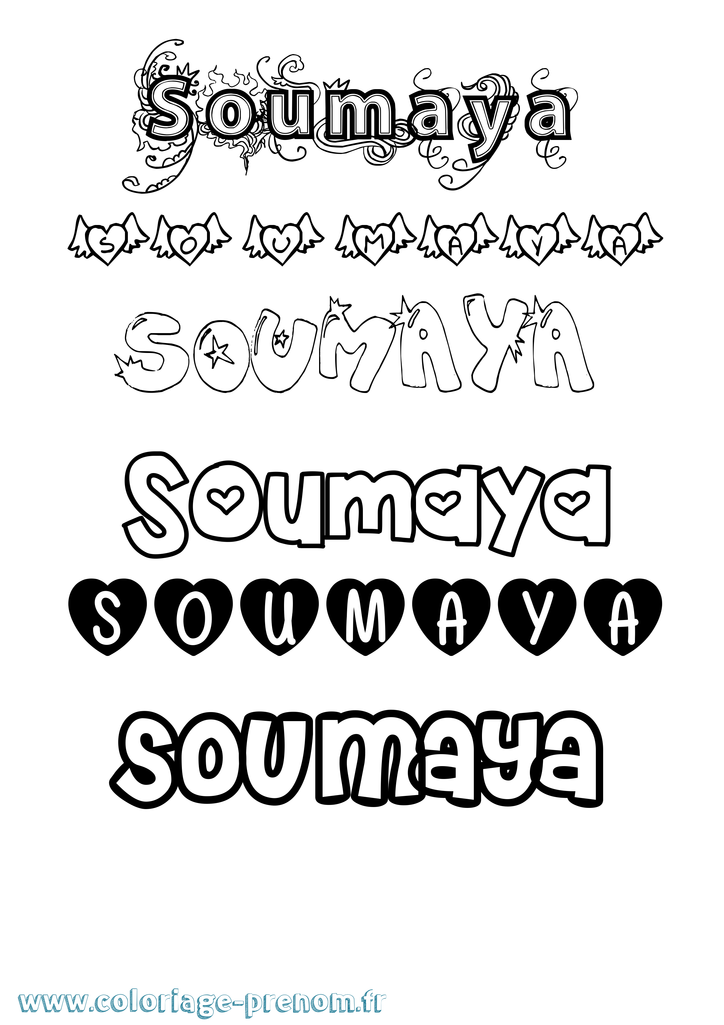 Coloriage Soumaya Girly Coloriage prénom Soumaya Girly