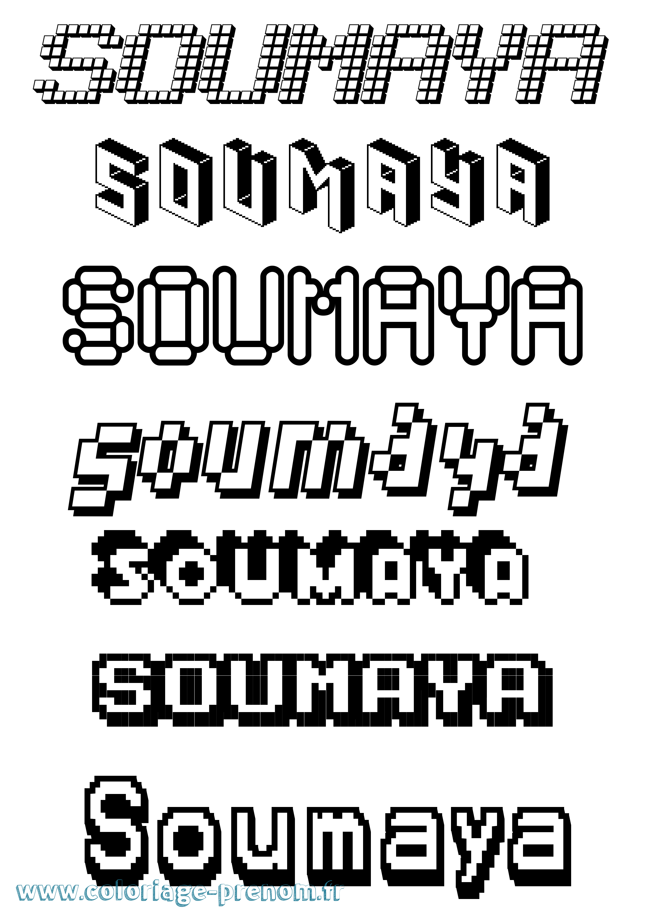 Coloriage Soumaya Pixel Coloriage prénom Soumaya Pixel