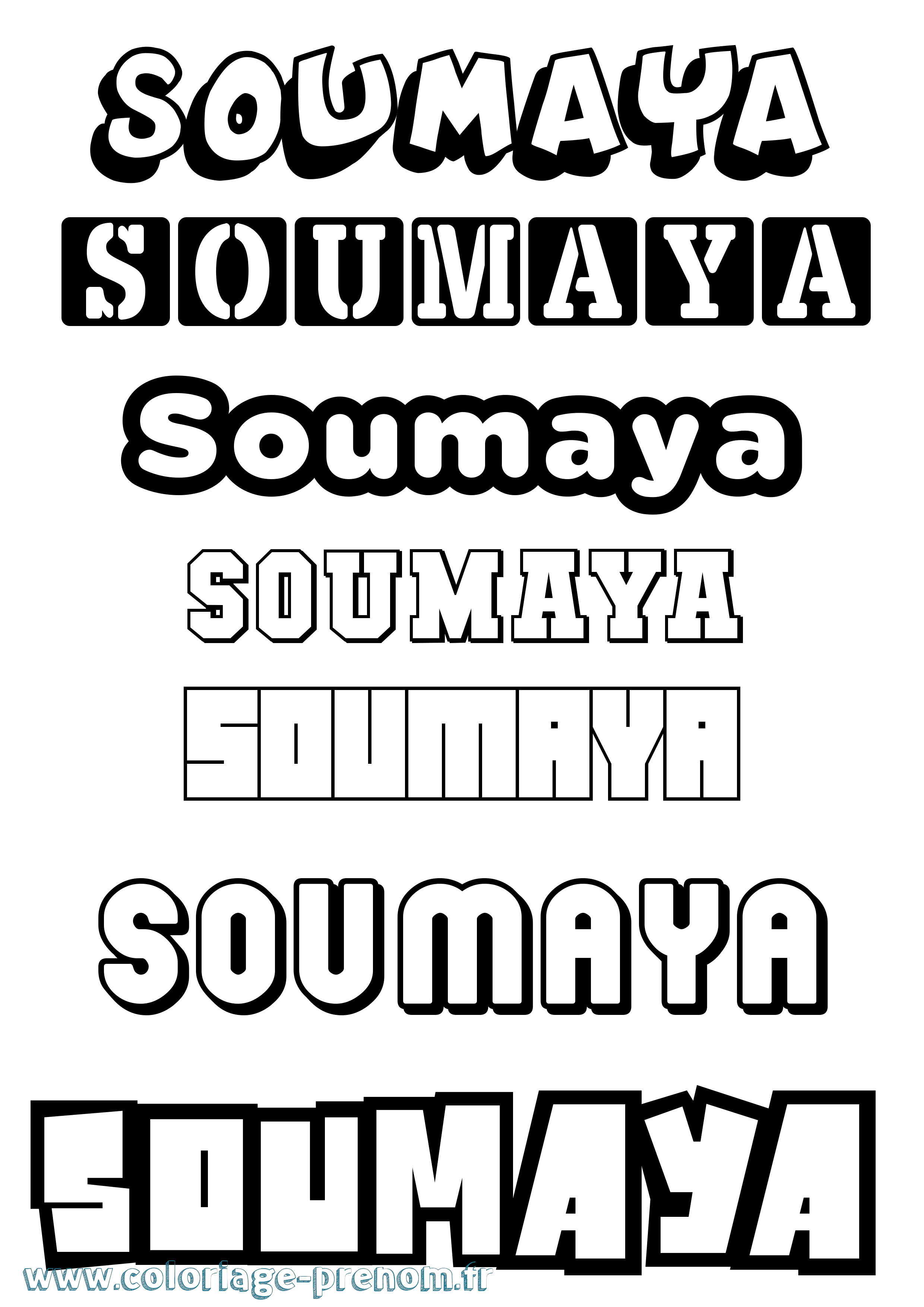 Coloriage prénom Soumaya Simple