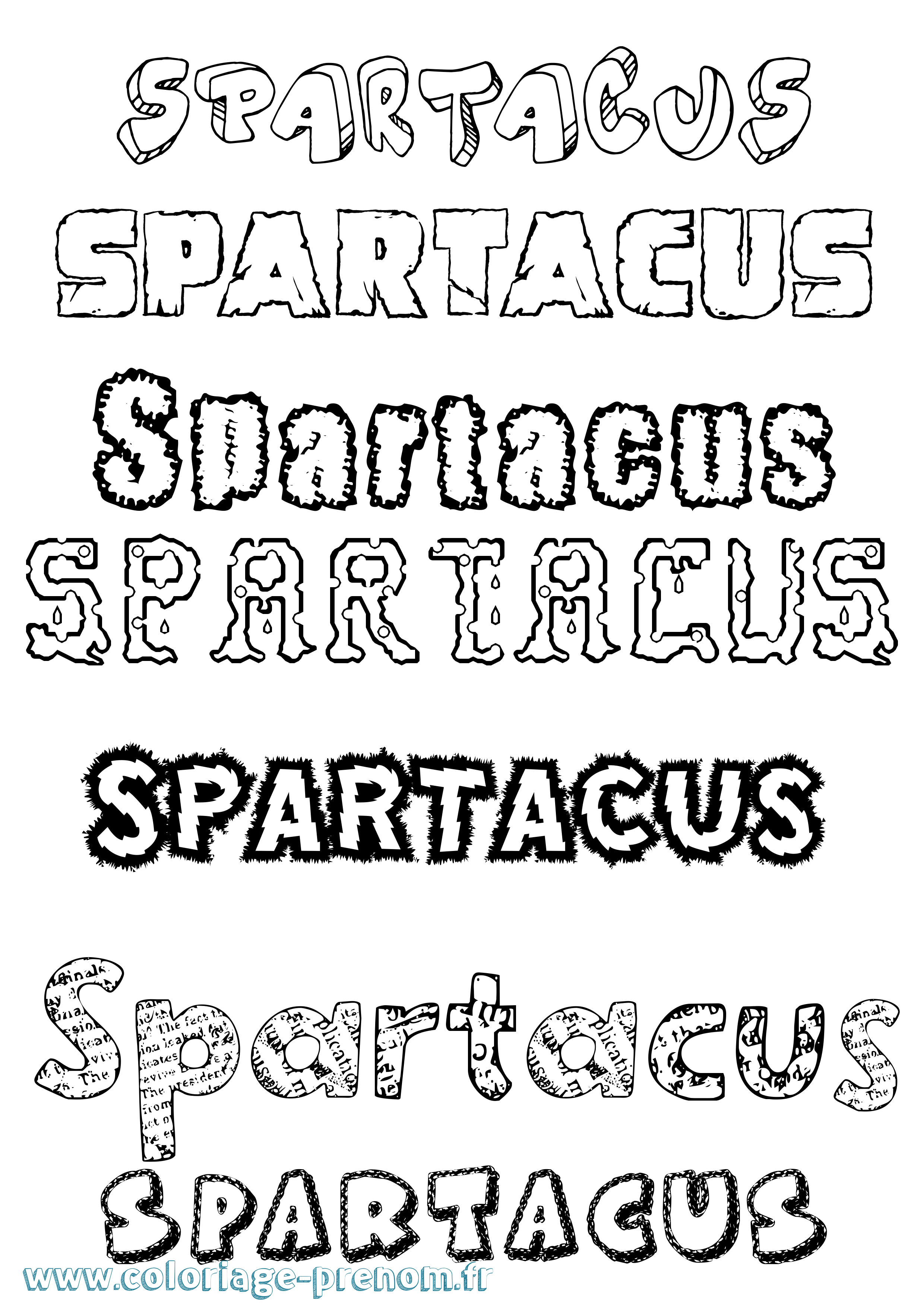 Coloriage Spartacus Destructuré Coloriage prénom Spartacus Destructuré