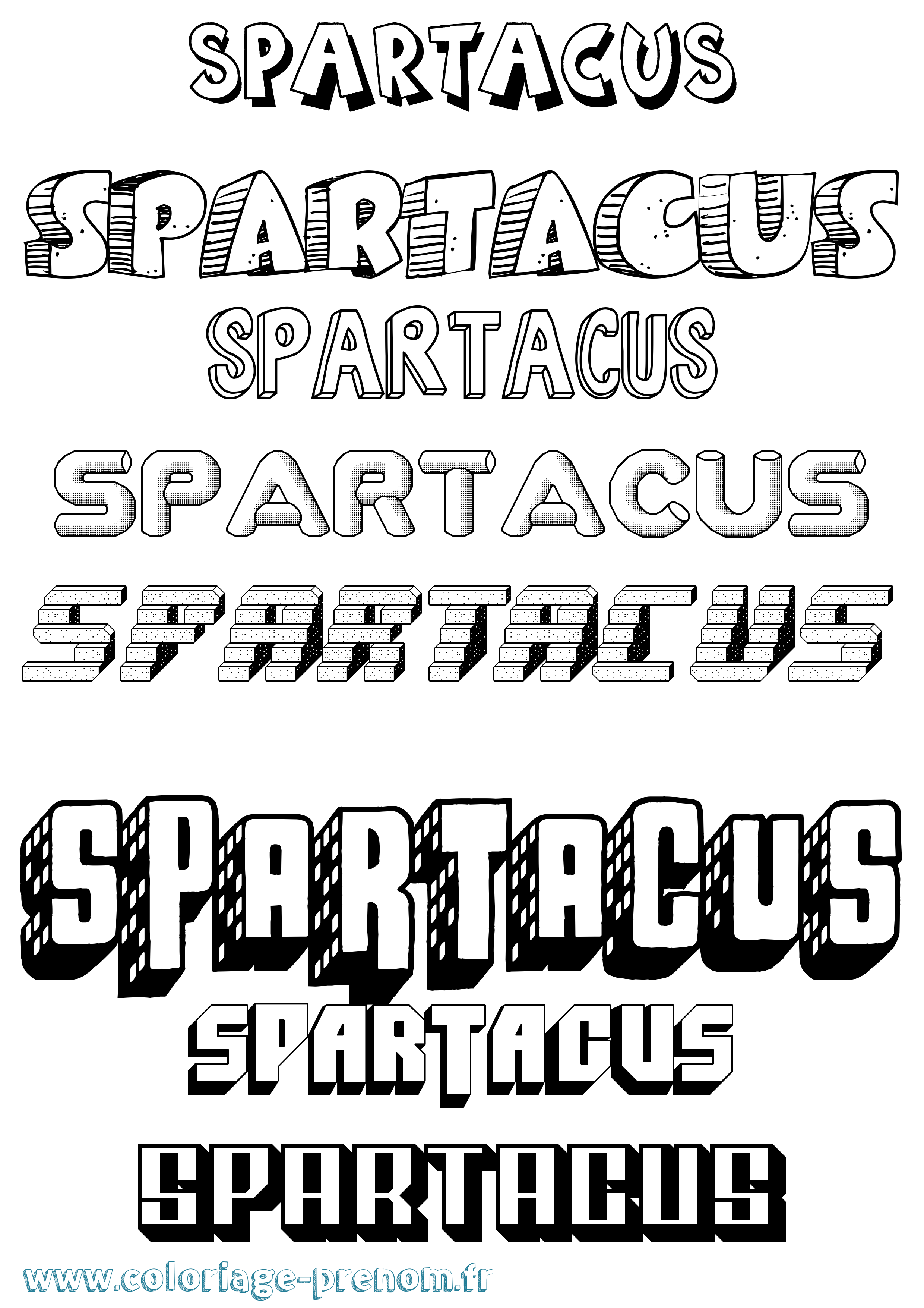 Coloriage Spartacus Effet 3D Coloriage prénom Spartacus Effet 3D