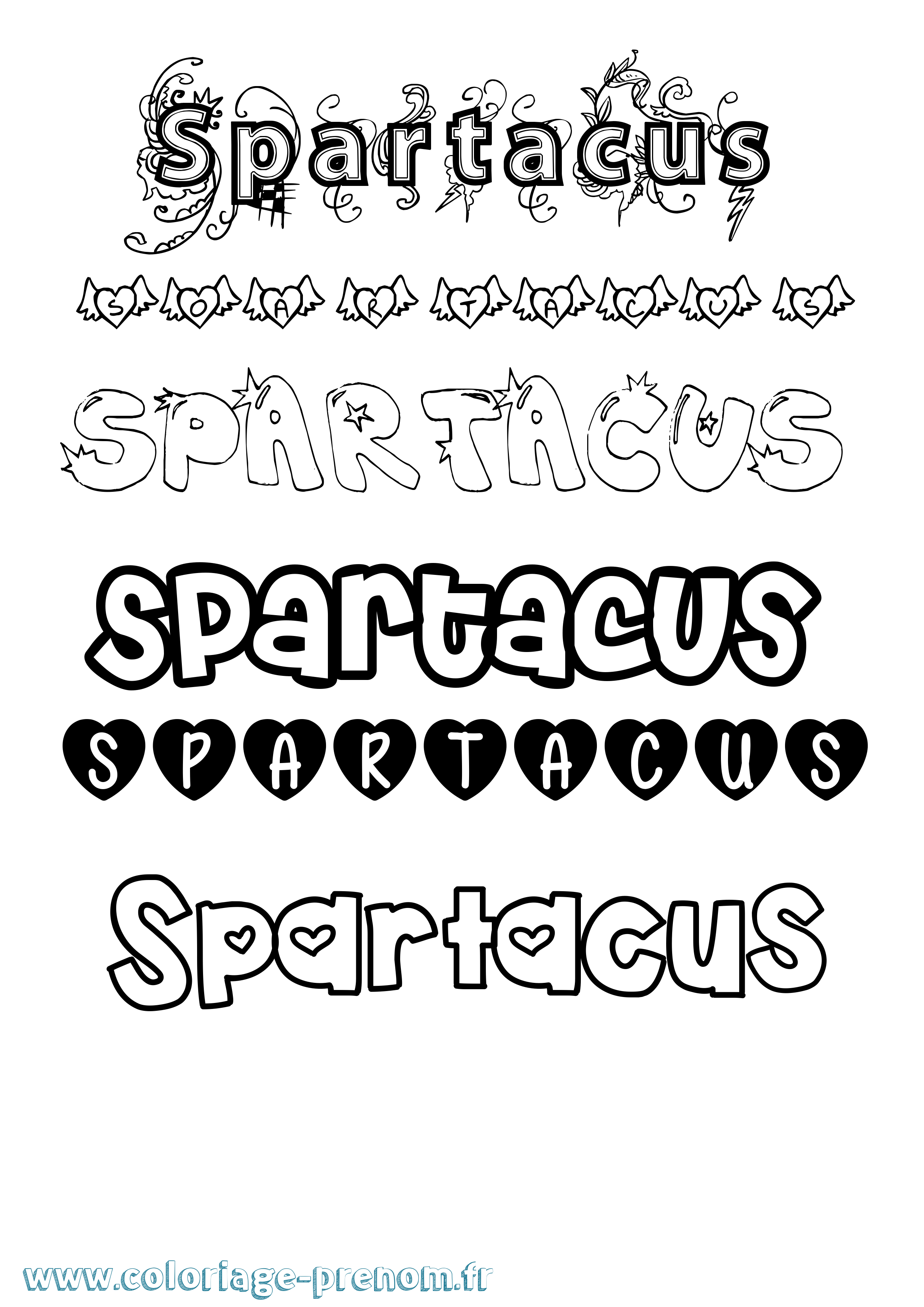 Coloriage Spartacus Girly Coloriage prénom Spartacus Girly