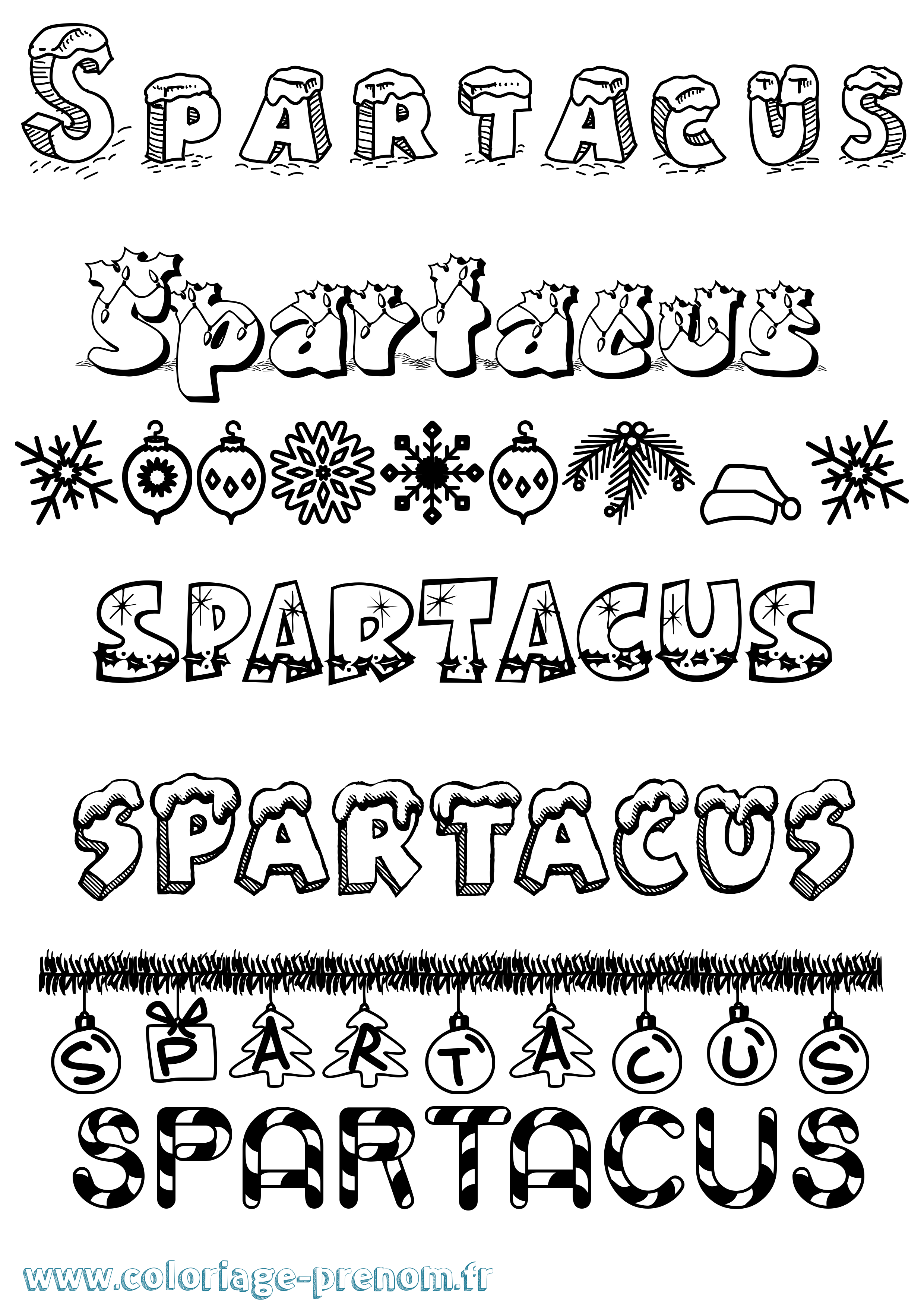Coloriage Spartacus Noël Coloriage prénom Spartacus Noël