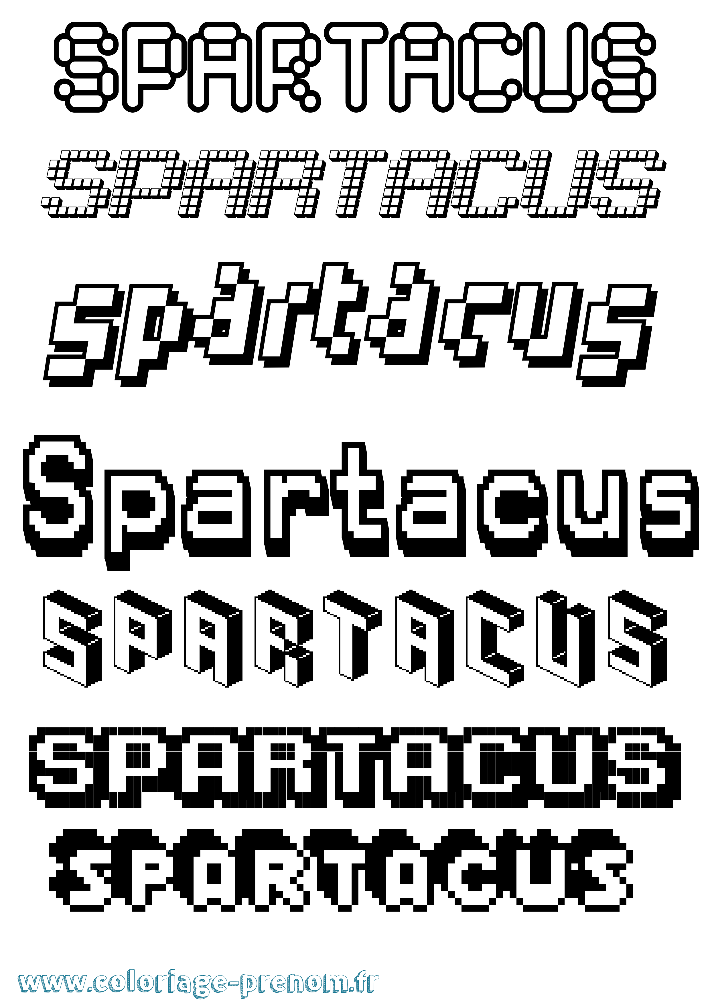 Coloriage Spartacus Pixel Coloriage prénom Spartacus Pixel