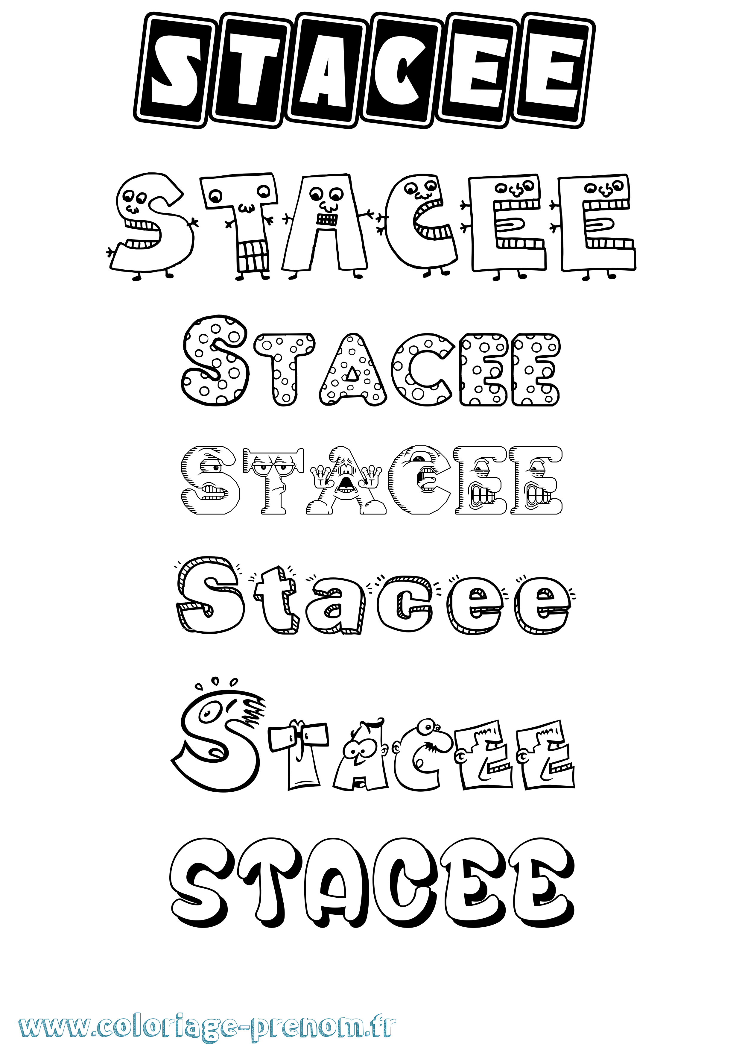 Coloriage prénom Stacee Fun
