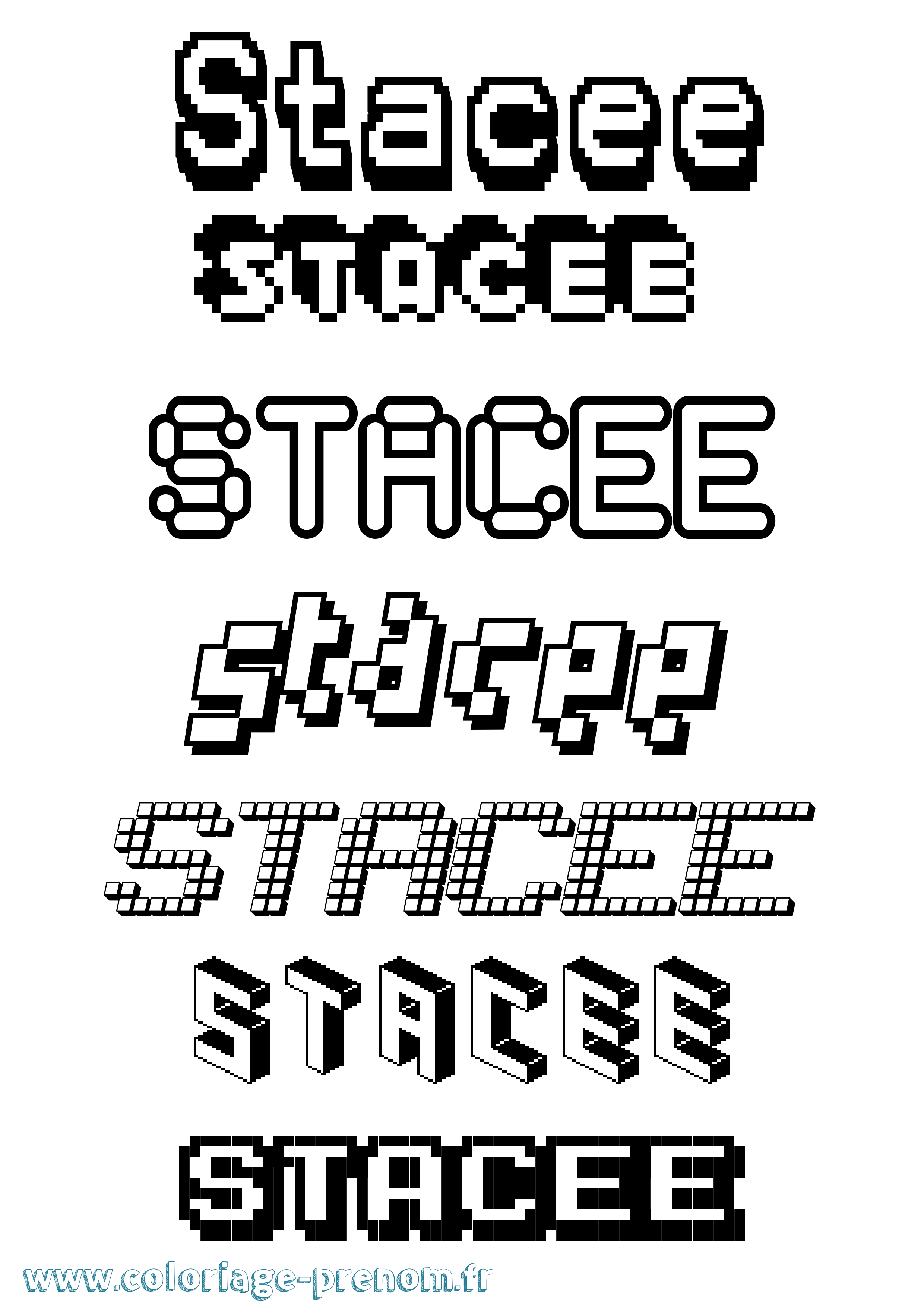 Coloriage prénom Stacee Pixel
