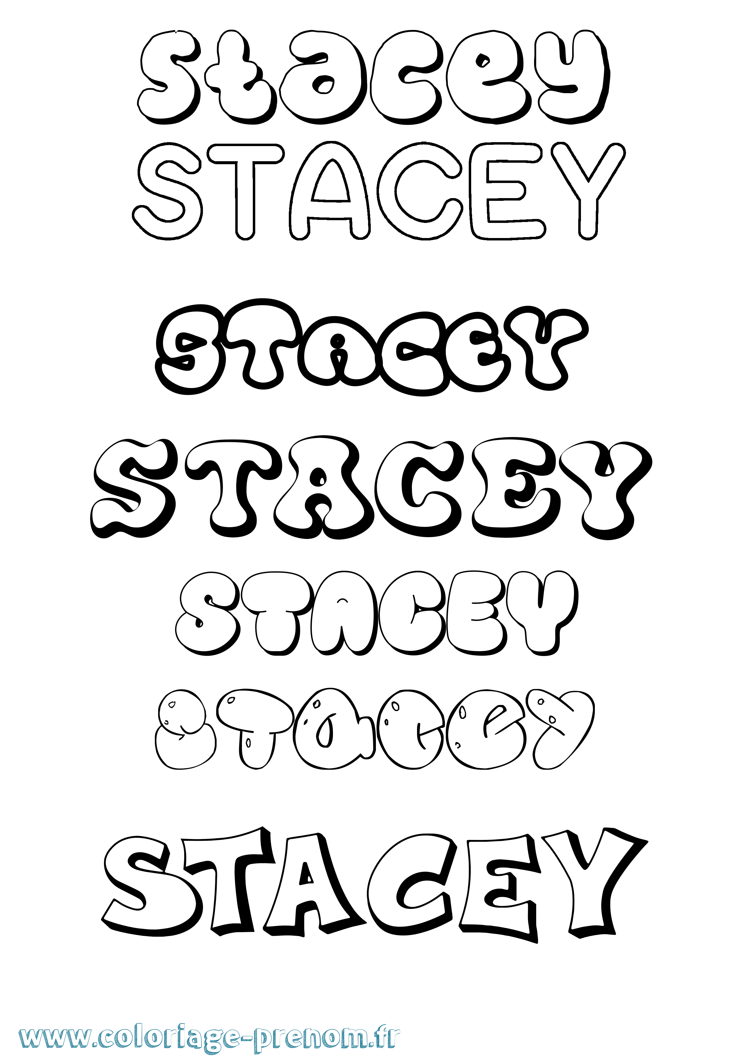 Coloriage prénom Stacey Bubble