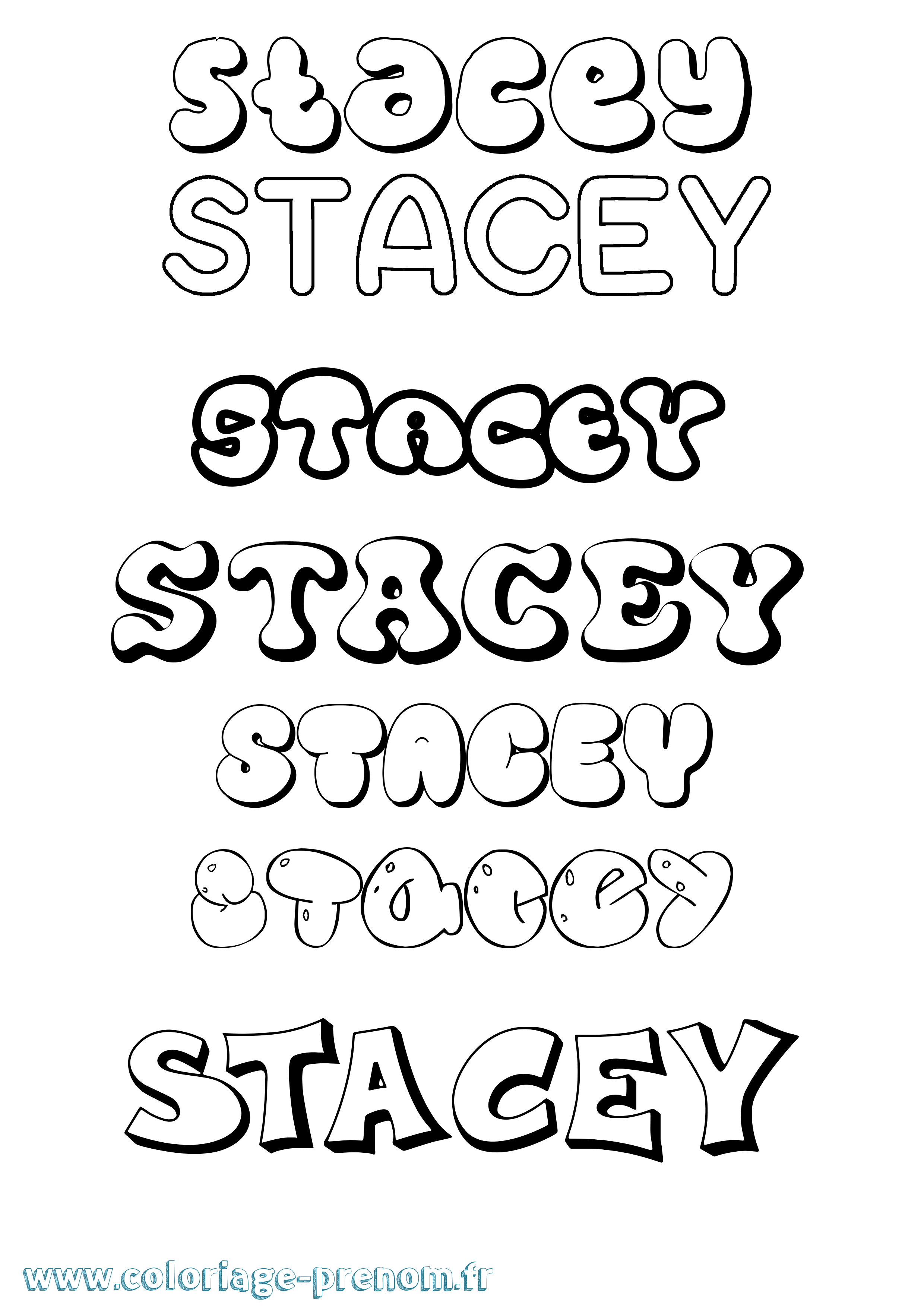 Coloriage Stacey Bubble Coloriage prénom Stacey Bubble