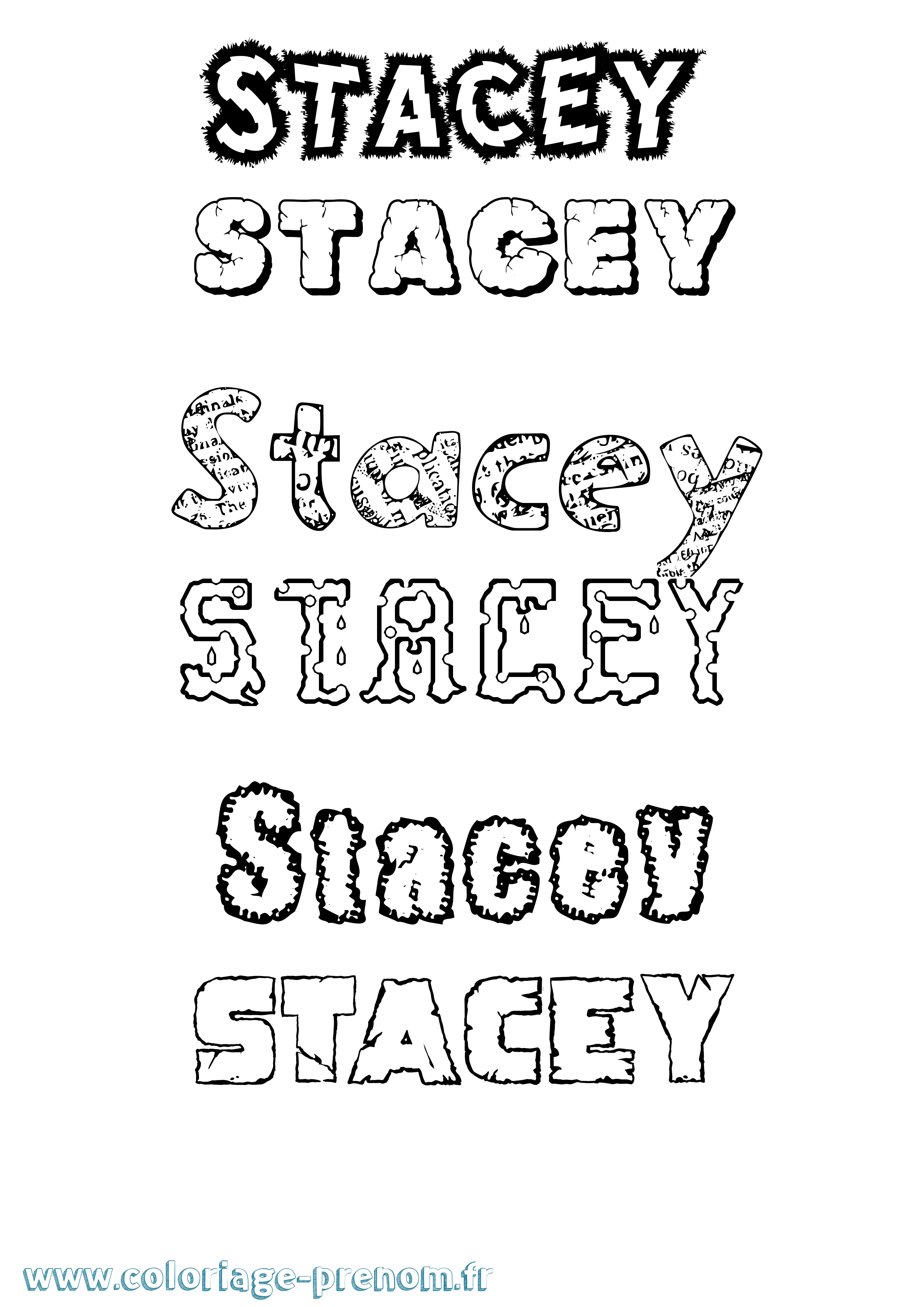 Coloriage prénom Stacey Destructuré