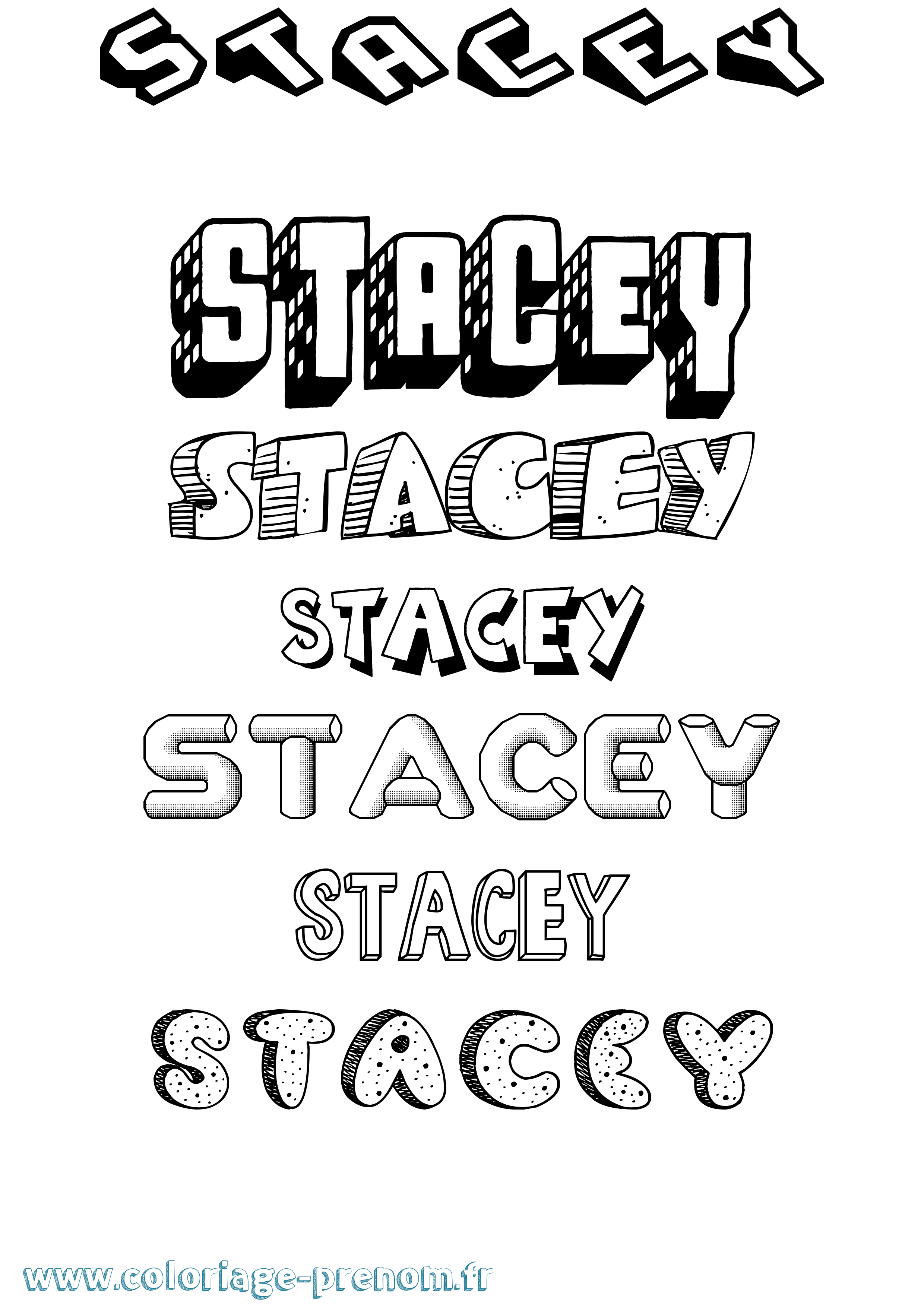 Coloriage Stacey Effet 3D Coloriage prénom Stacey Effet 3D