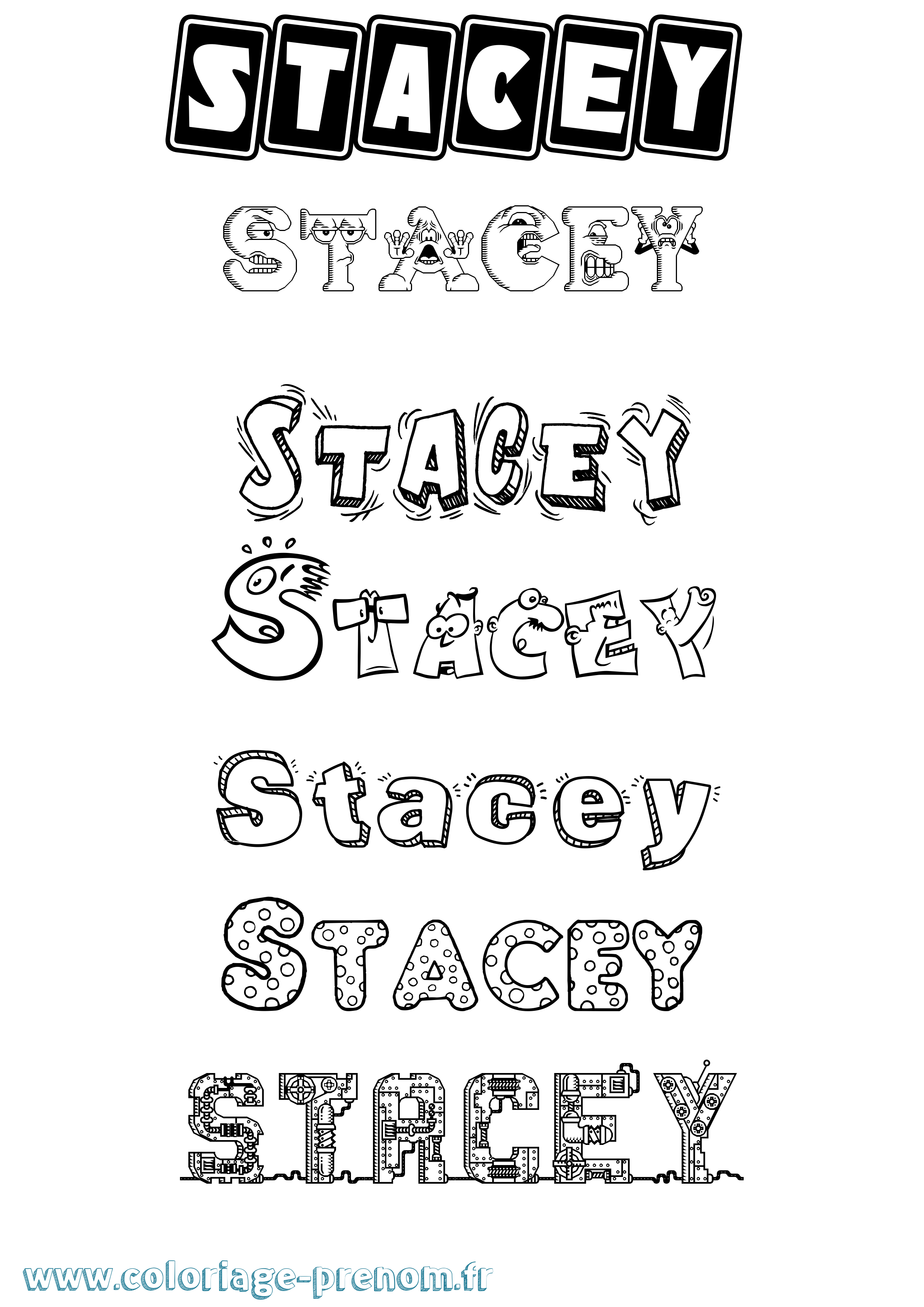 Coloriage Stacey Fun Coloriage prénom Stacey Fun