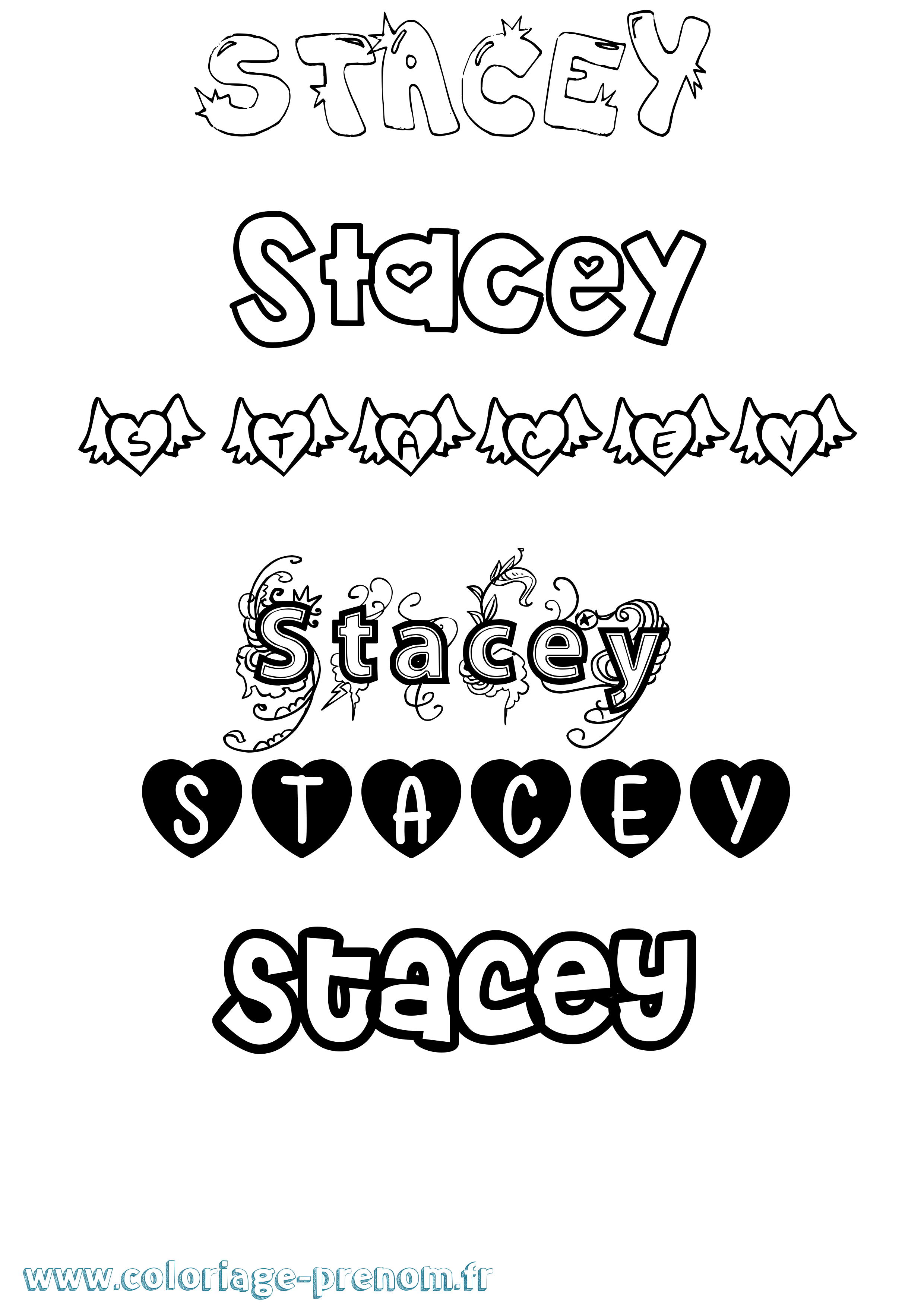 Coloriage prénom Stacey Girly