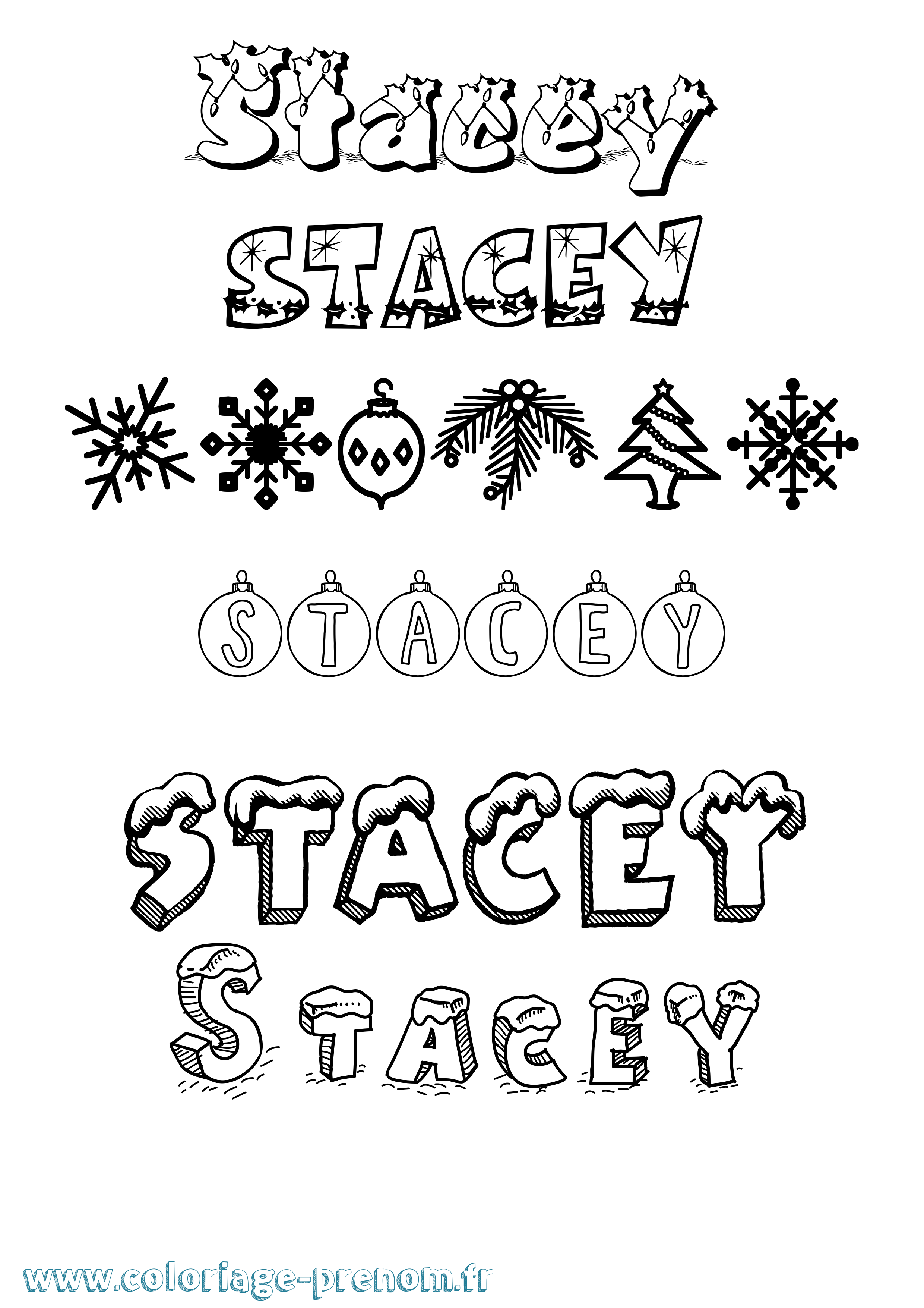 Coloriage Stacey Noël Coloriage prénom Stacey Noël