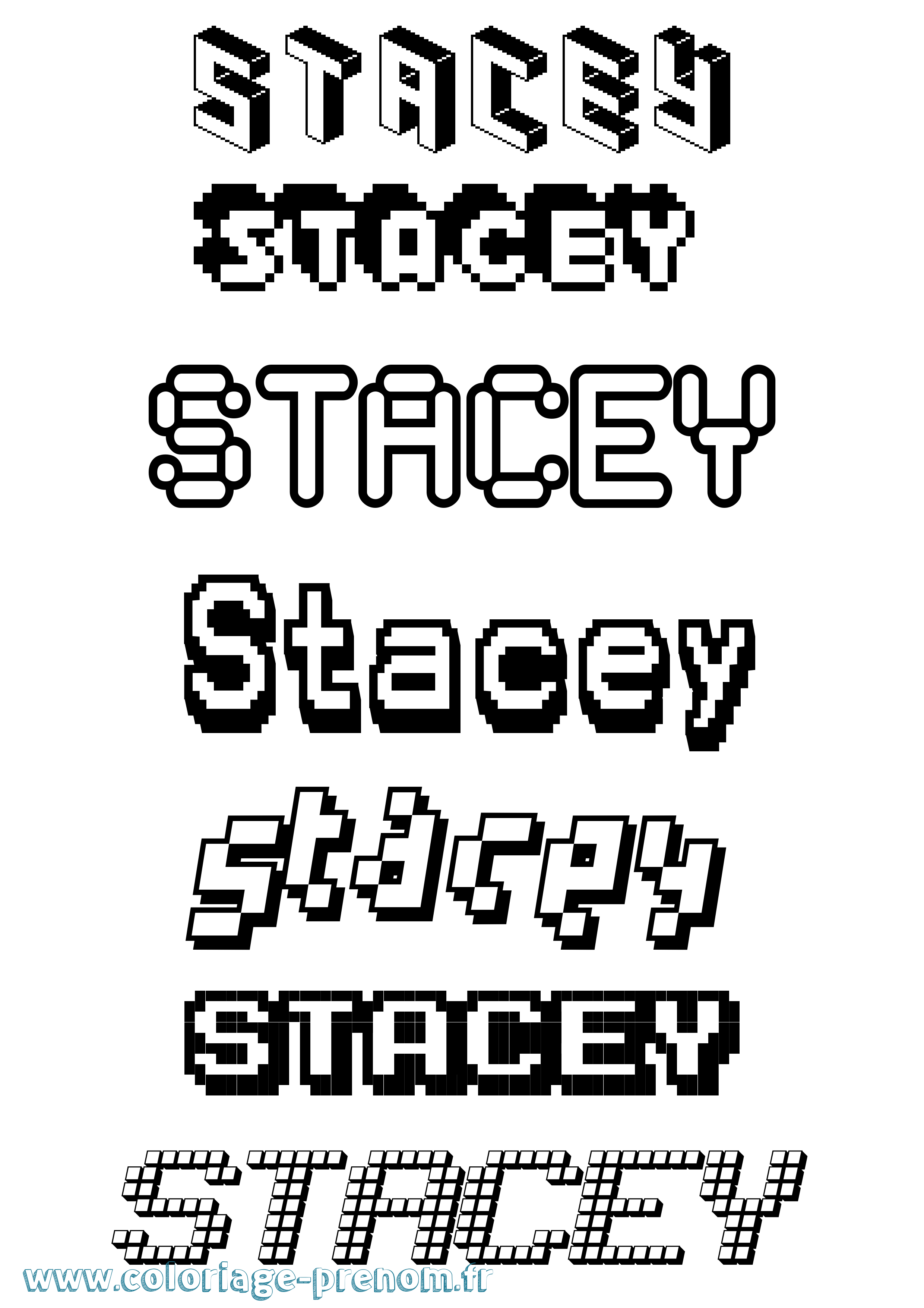 Coloriage prénom Stacey Pixel