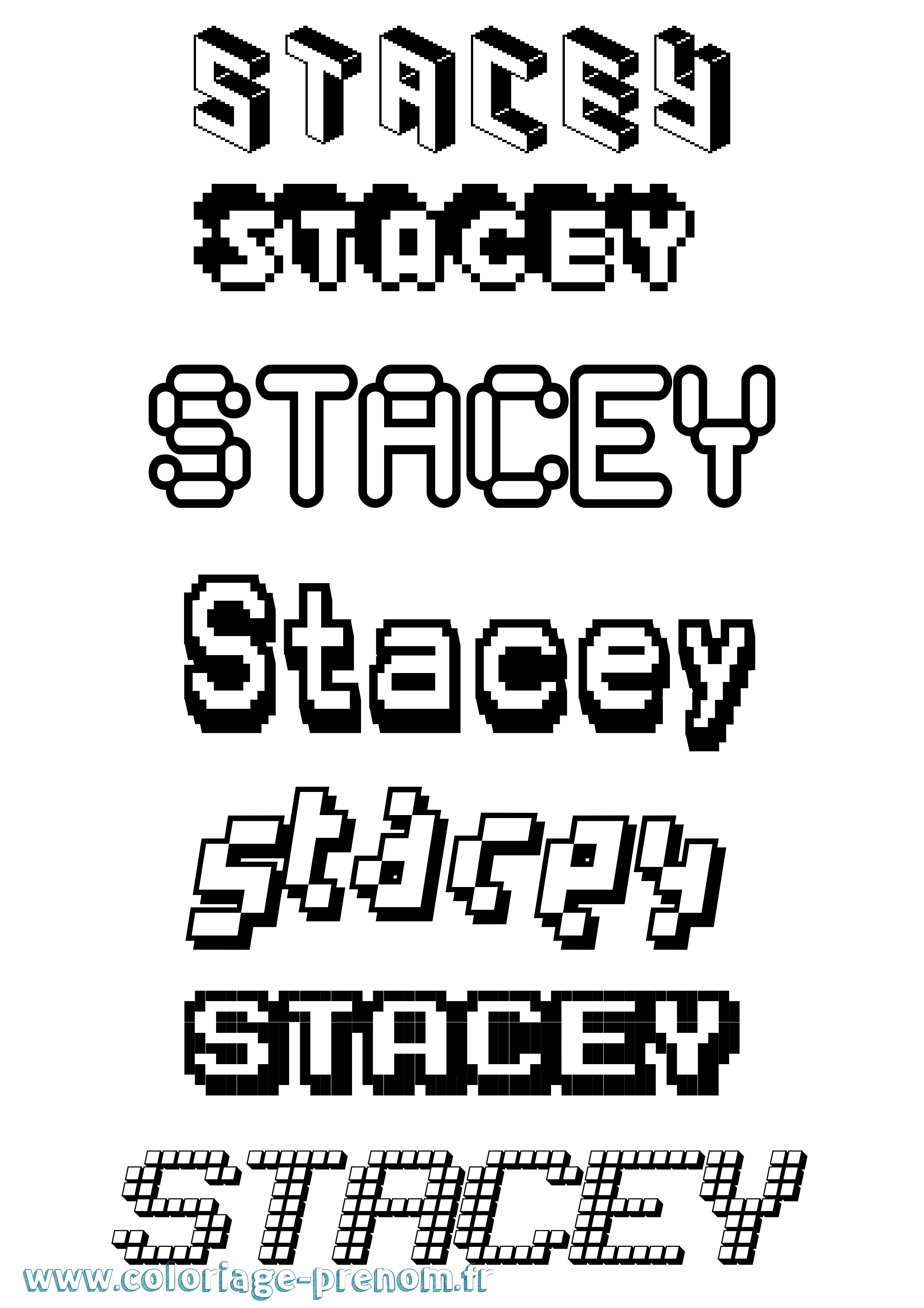 Coloriage Stacey Pixel Coloriage prénom Stacey Pixel