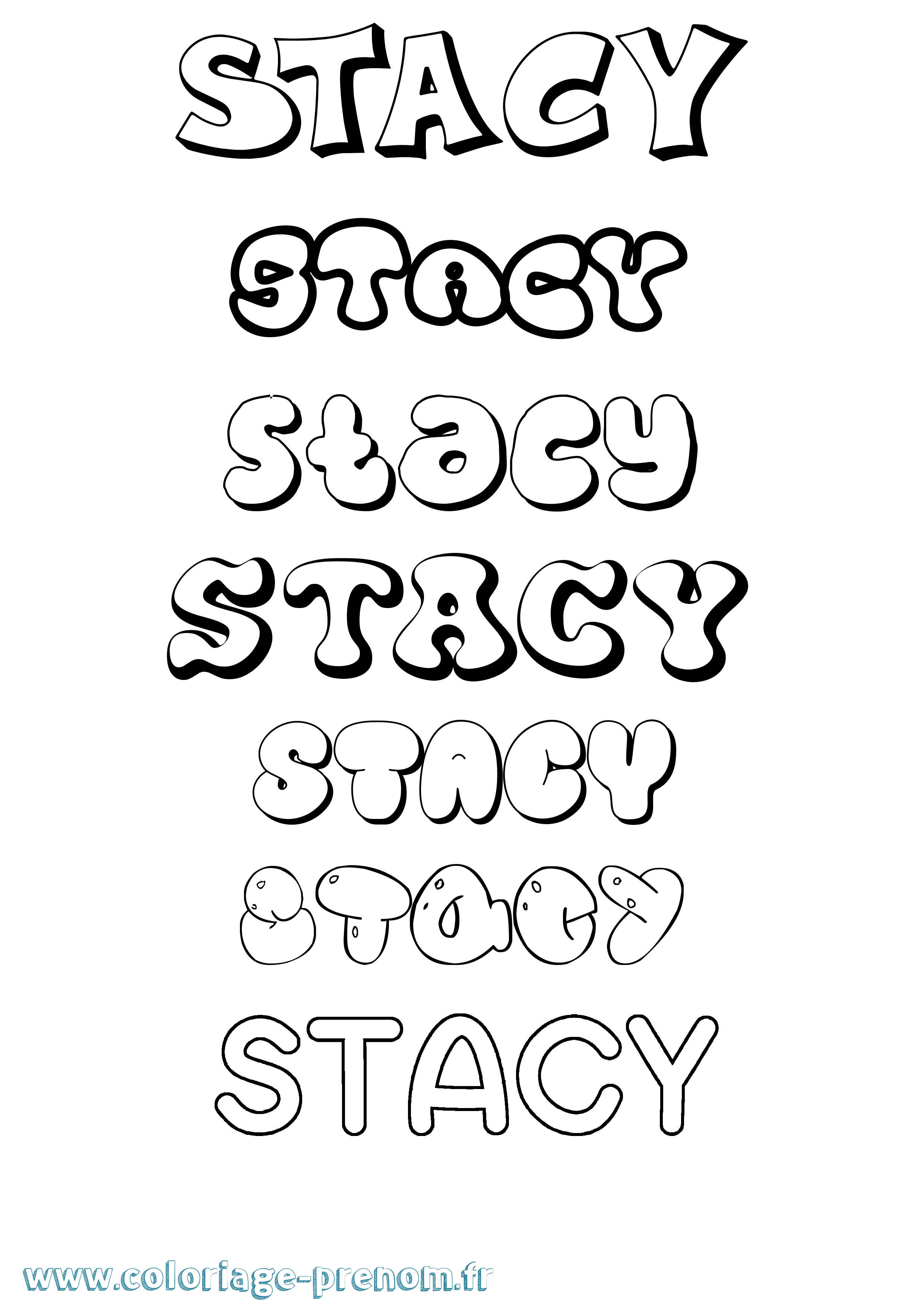 Coloriage prénom Stacy Bubble