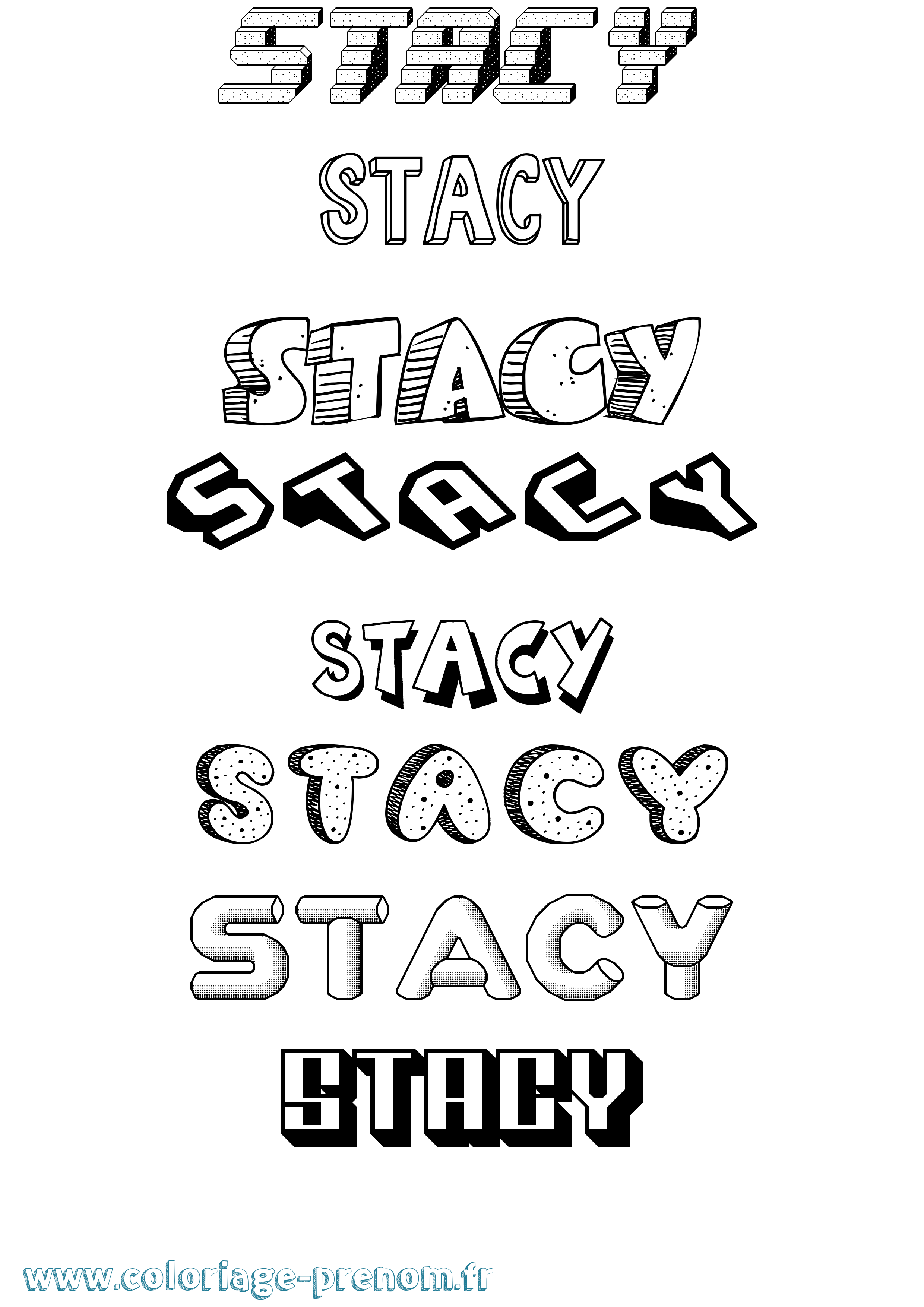 Coloriage prénom Stacy Effet 3D