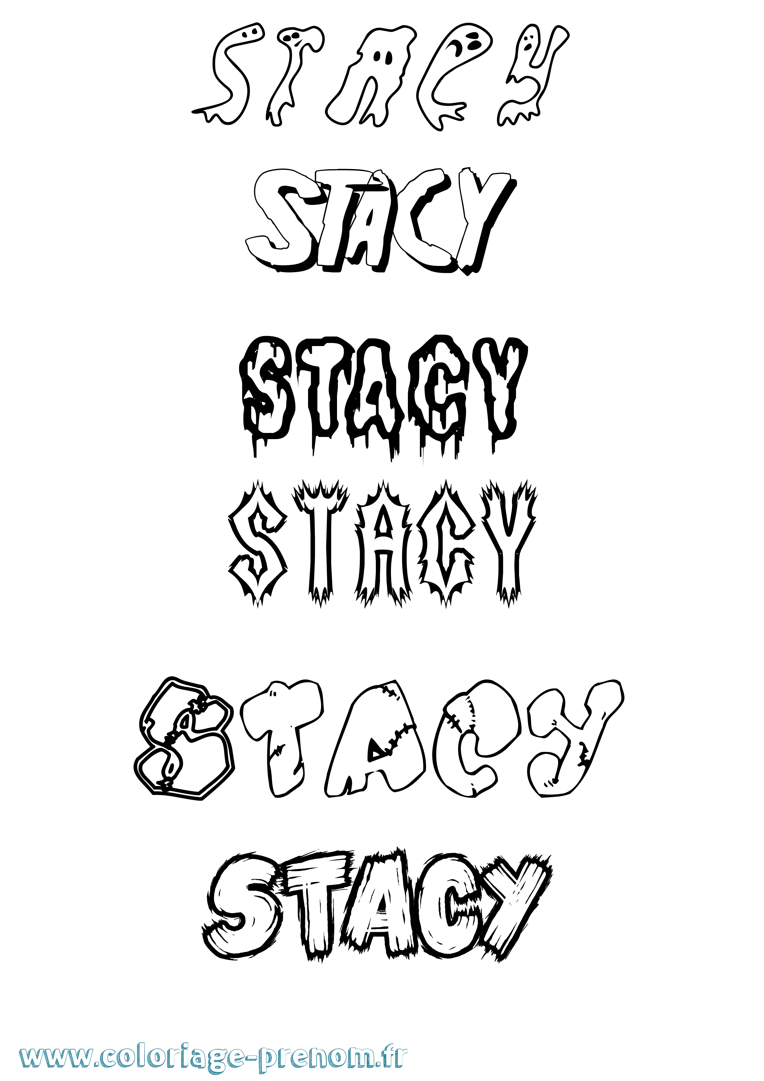 Coloriage prénom Stacy Frisson