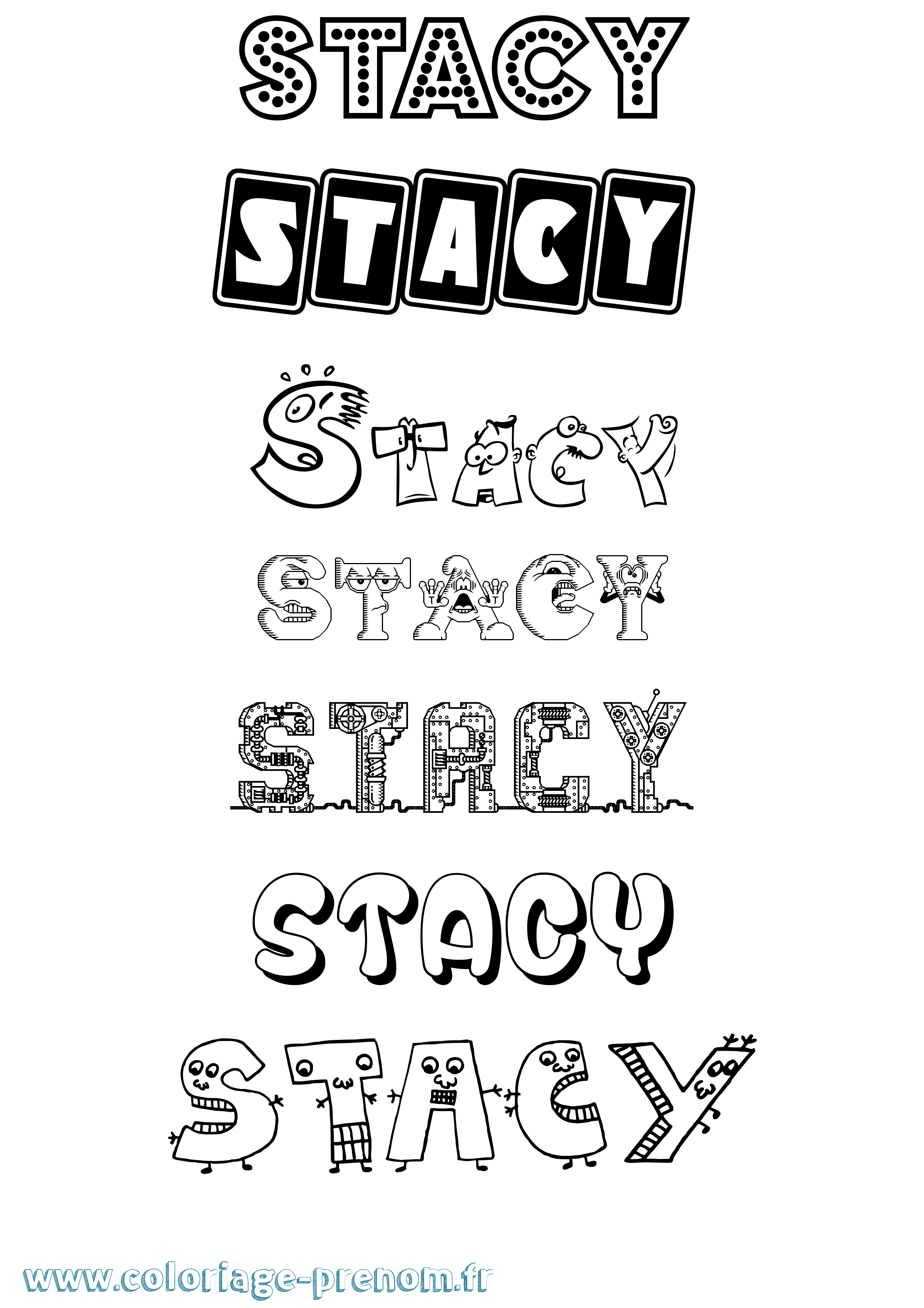 Coloriage prénom Stacy Fun