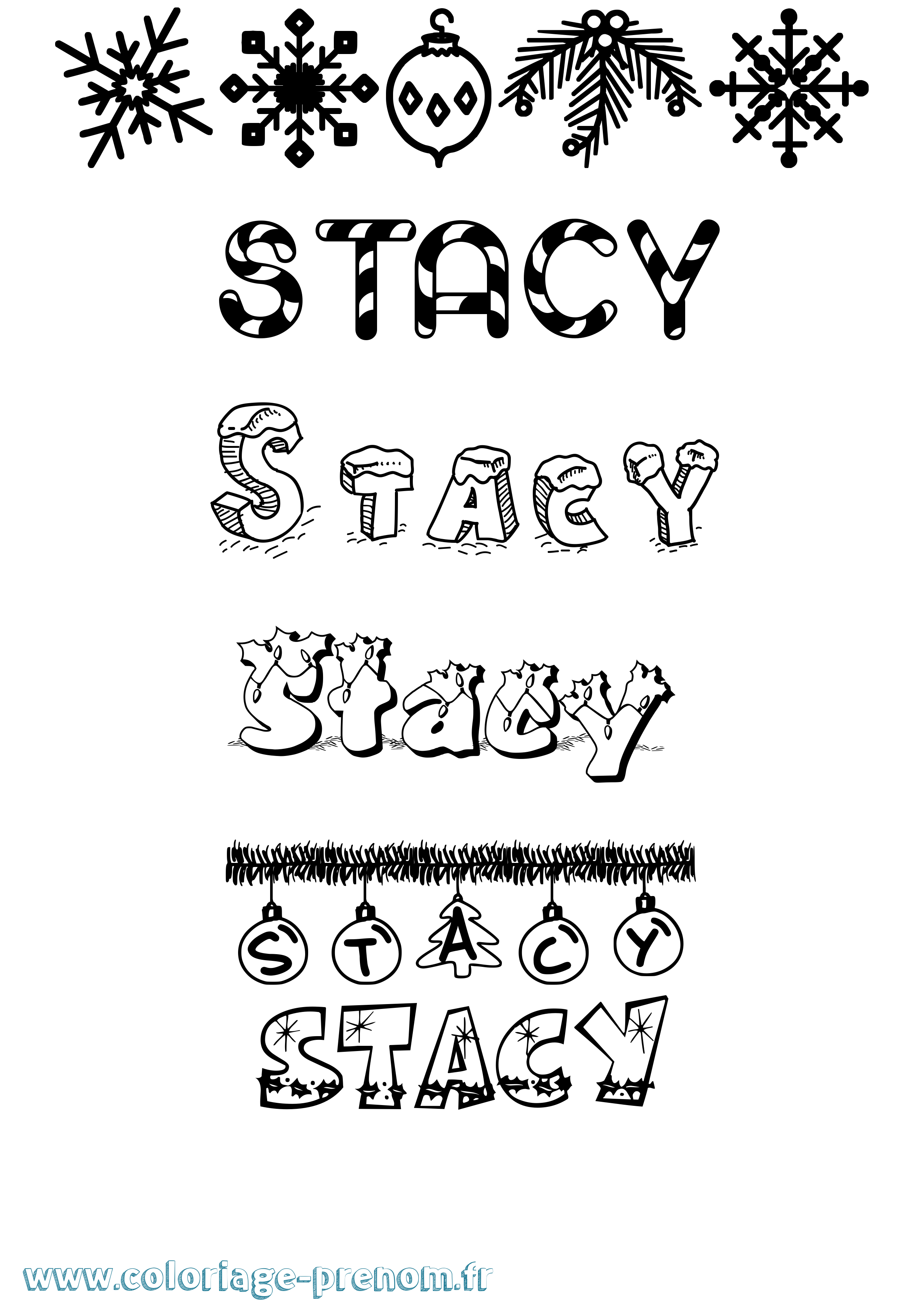 Coloriage prénom Stacy Noël
