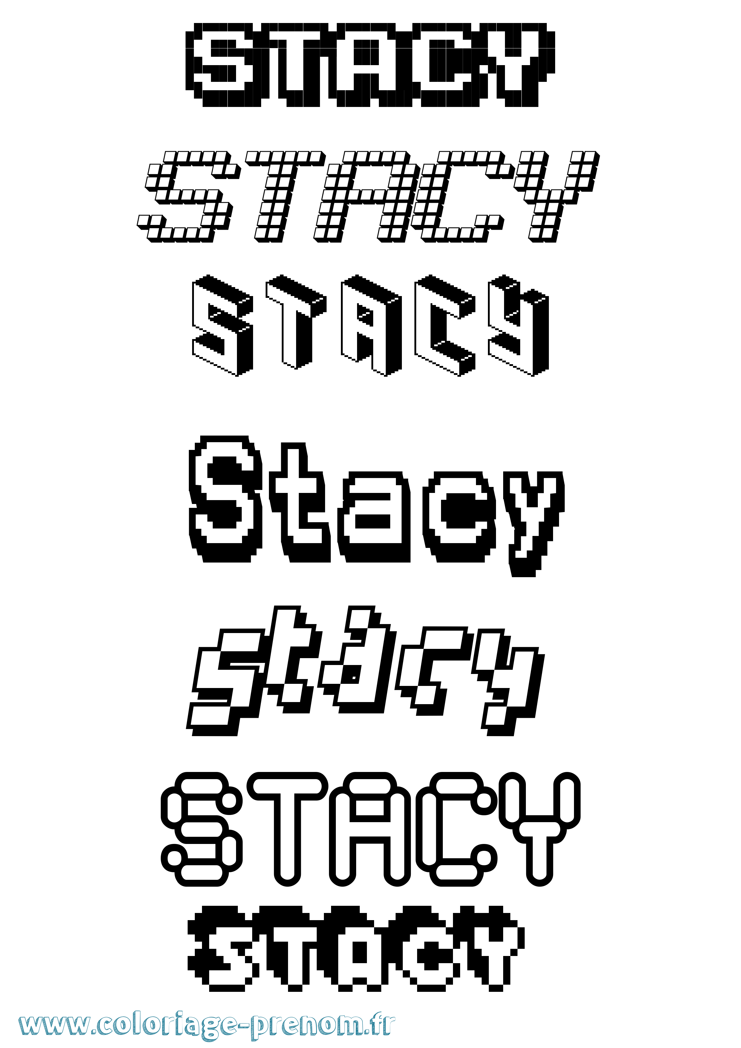 Coloriage prénom Stacy Pixel
