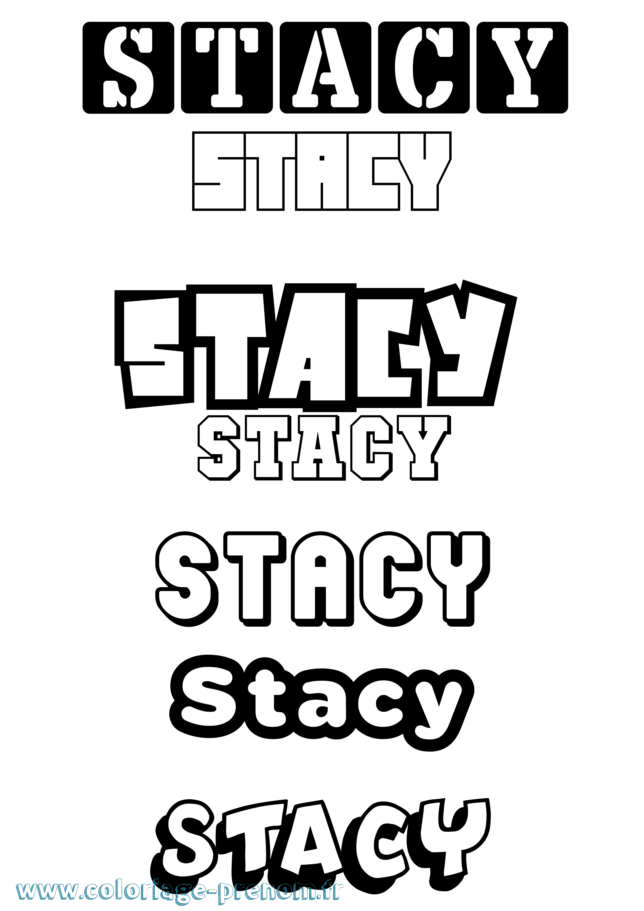 Coloriage prénom Stacy Simple