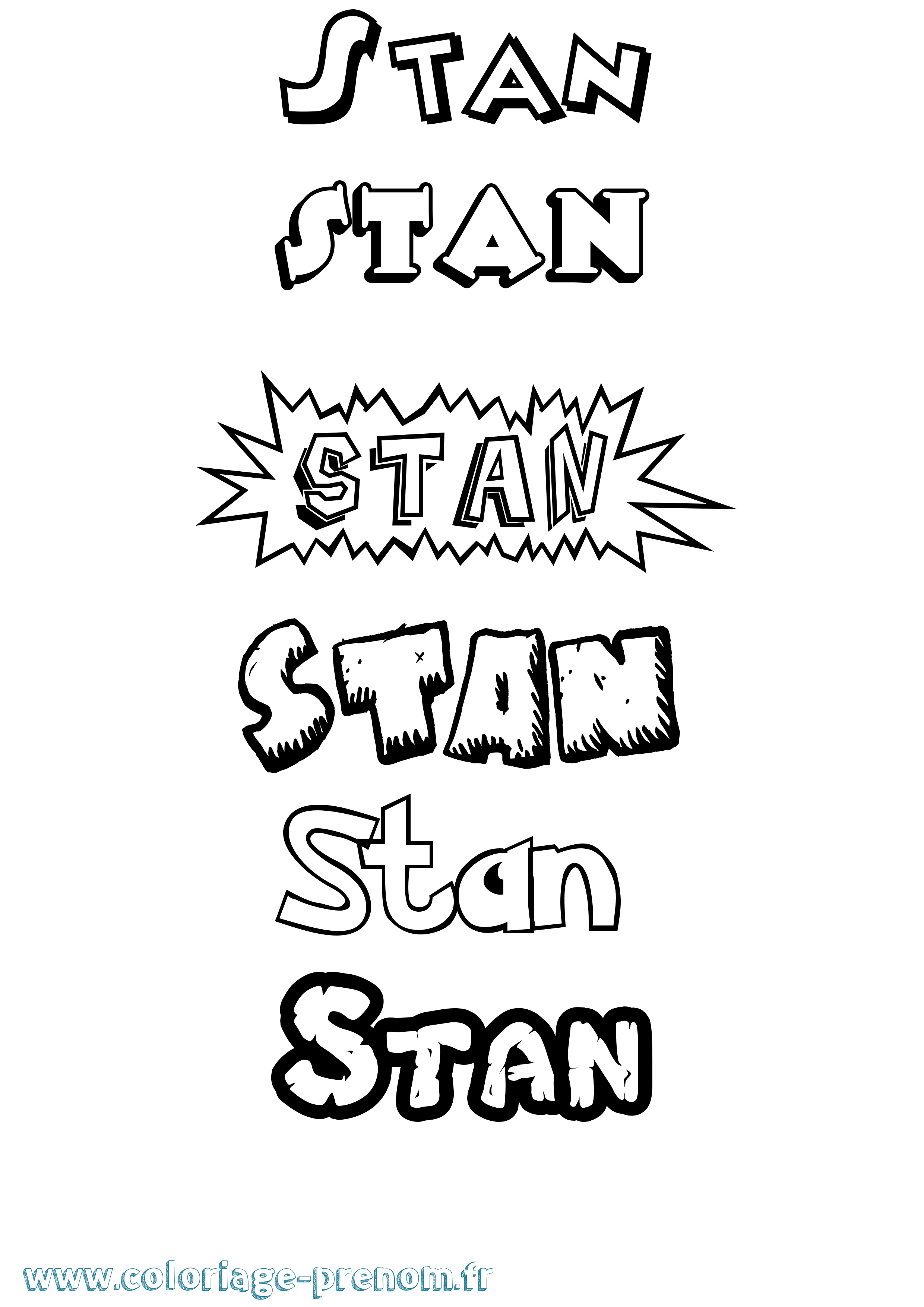 Coloriage prénom Stan Dessin Animé