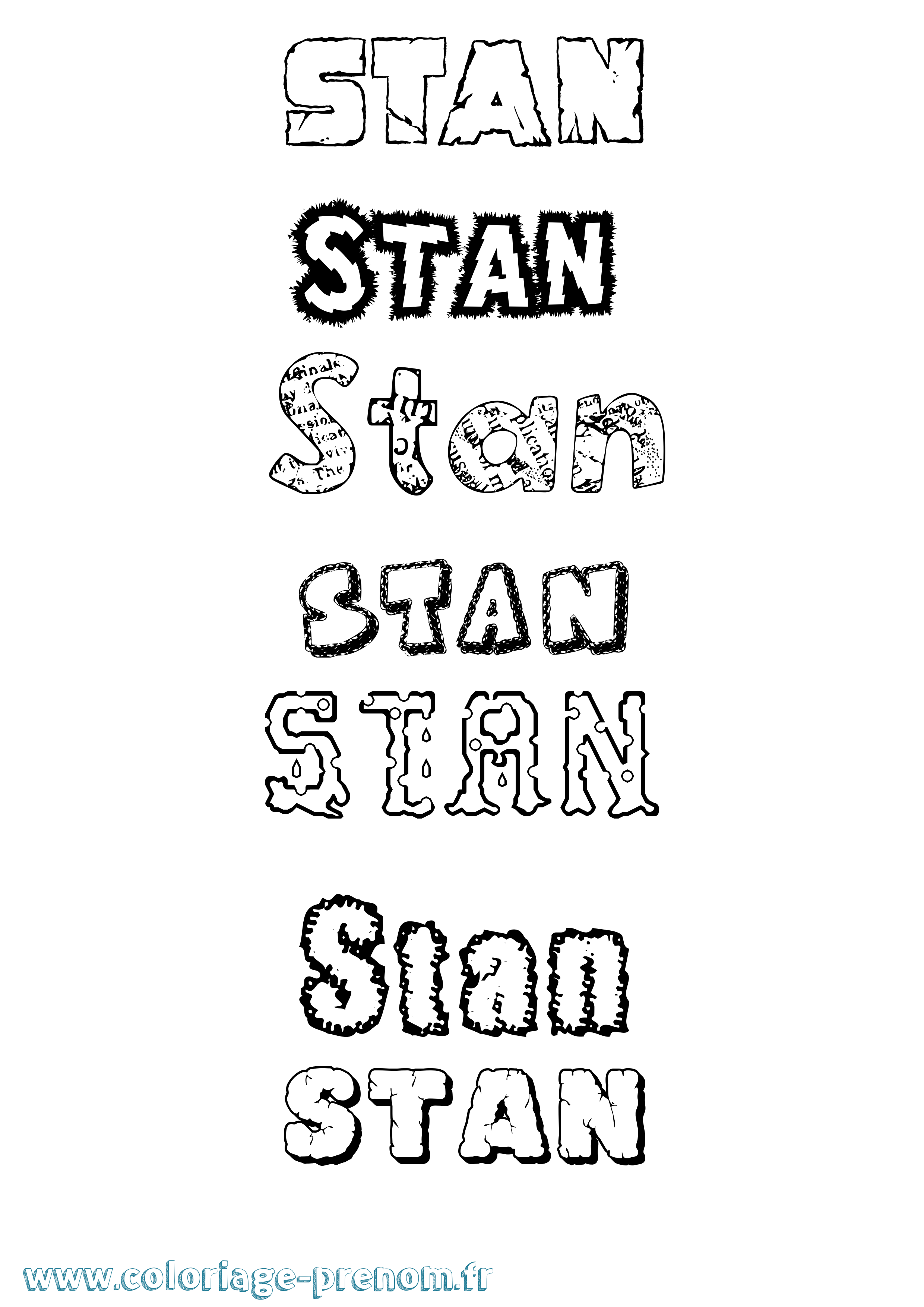 Coloriage prénom Stan Destructuré