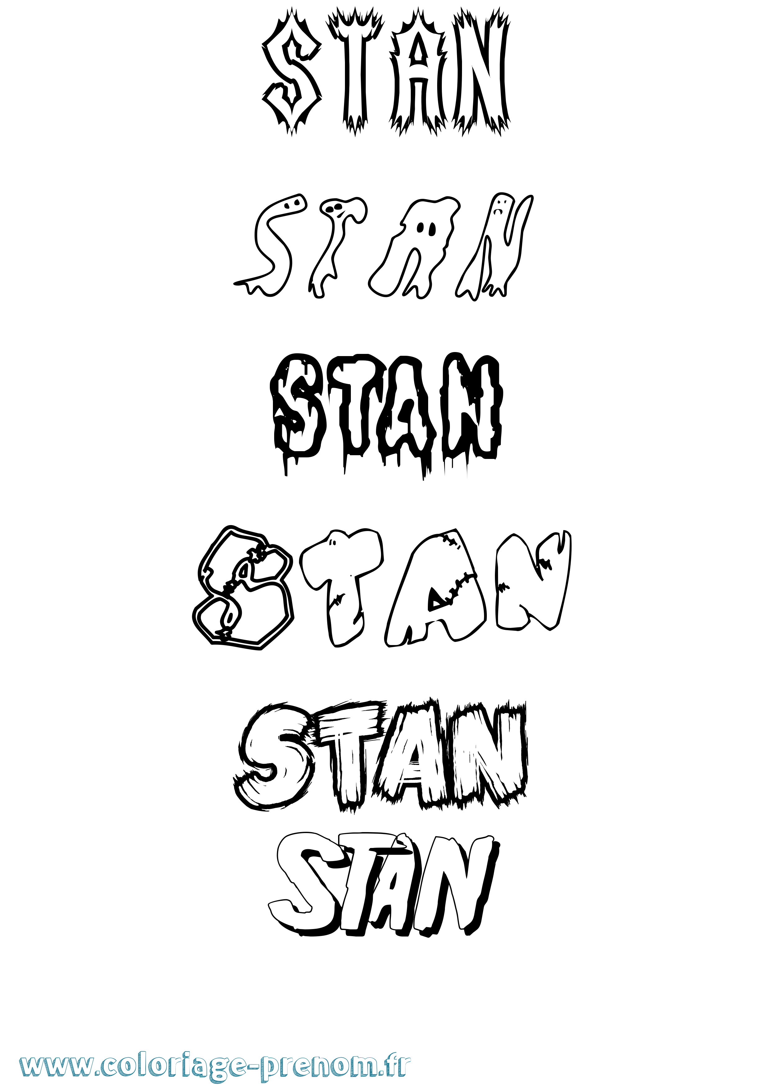 Coloriage prénom Stan Frisson