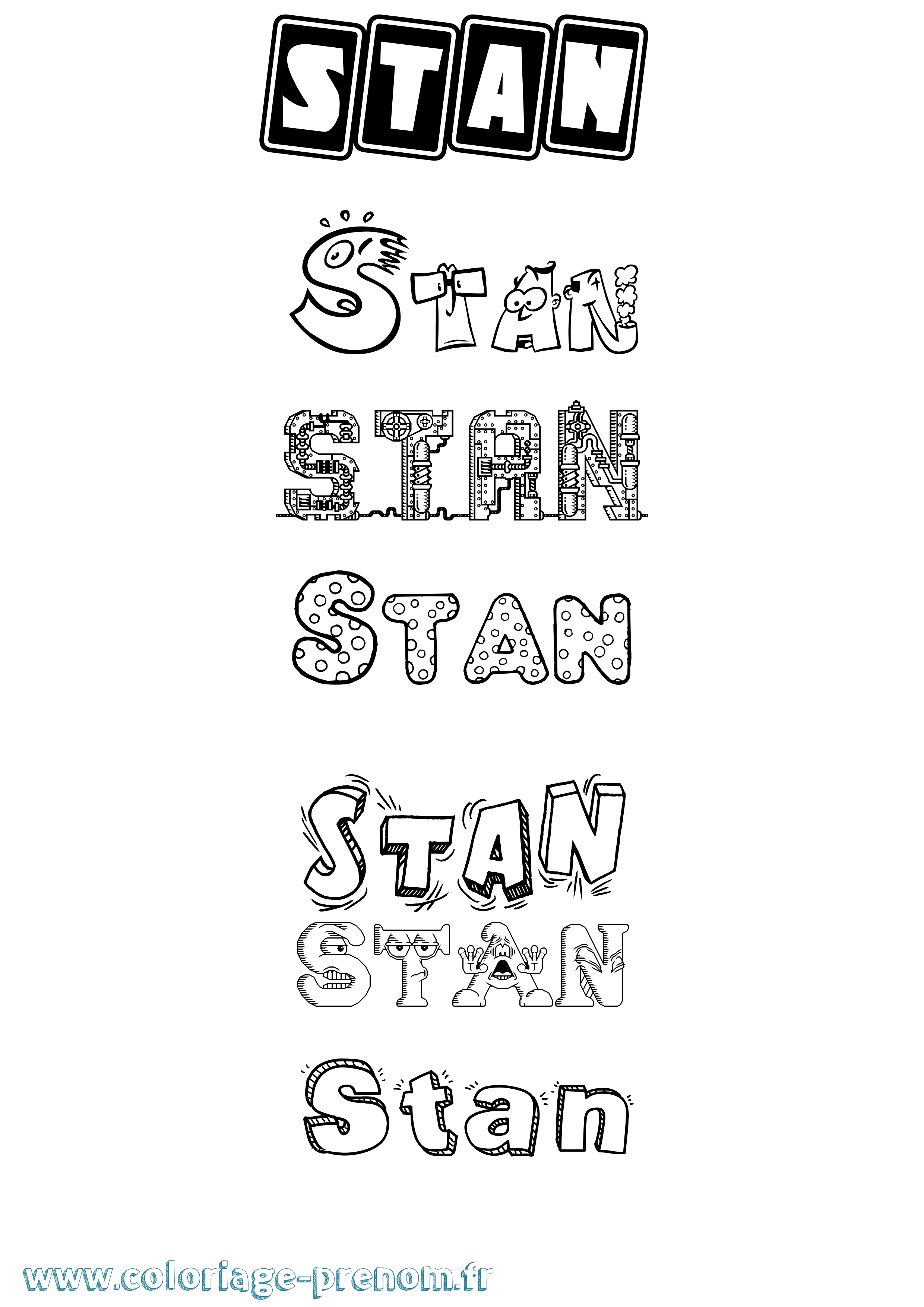 Coloriage prénom Stan Fun