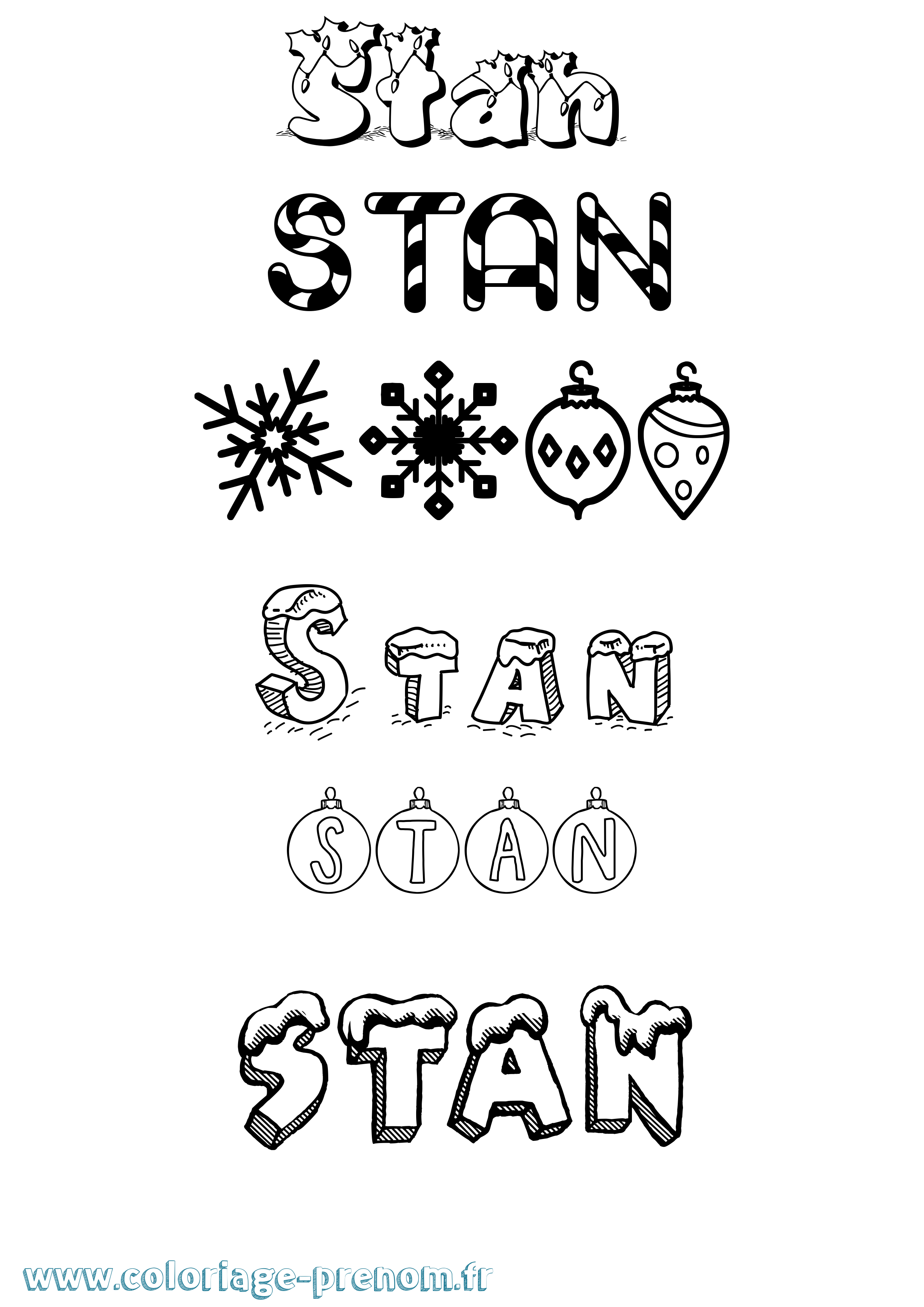 Coloriage prénom Stan Noël