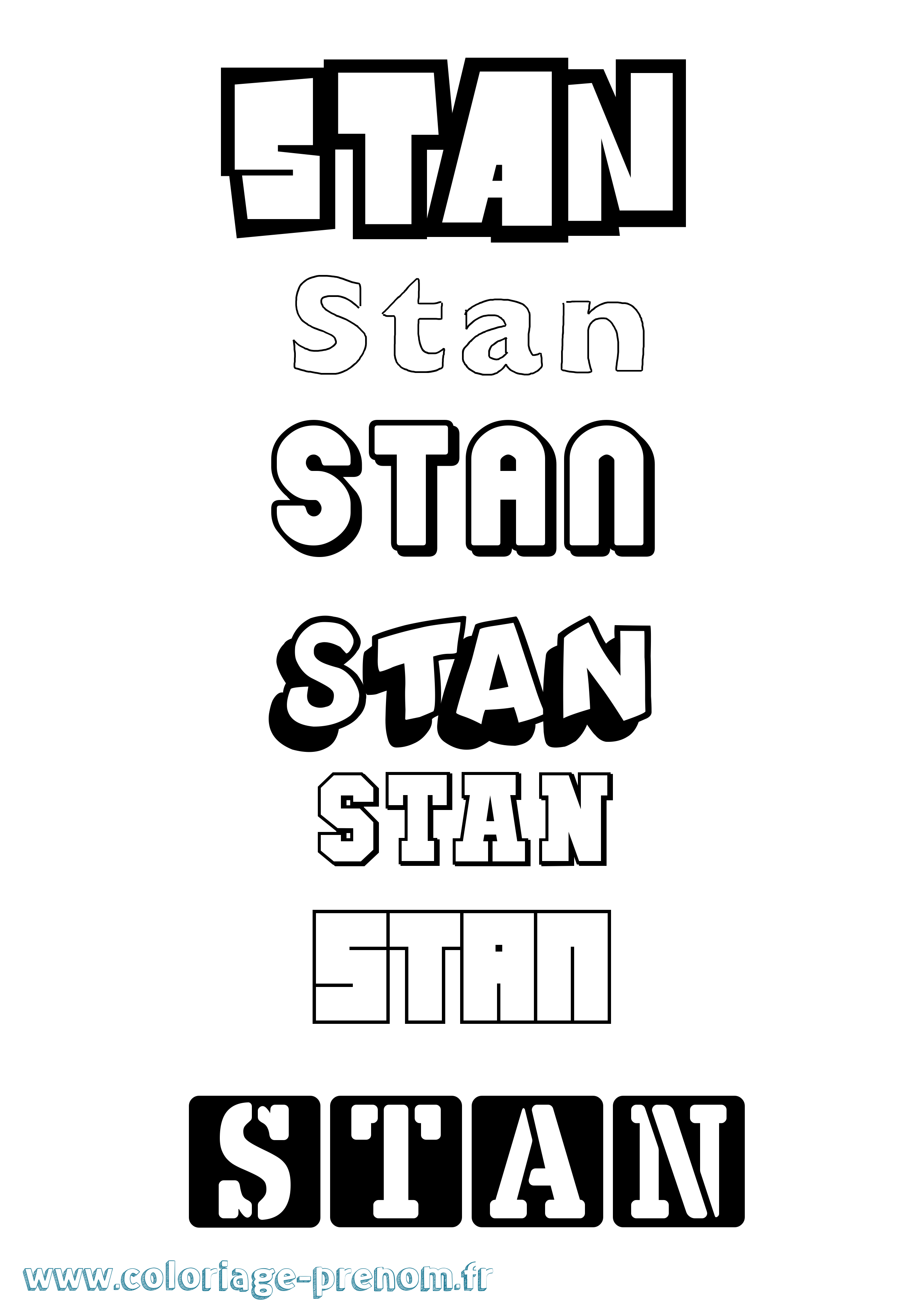 Coloriage prénom Stan Simple