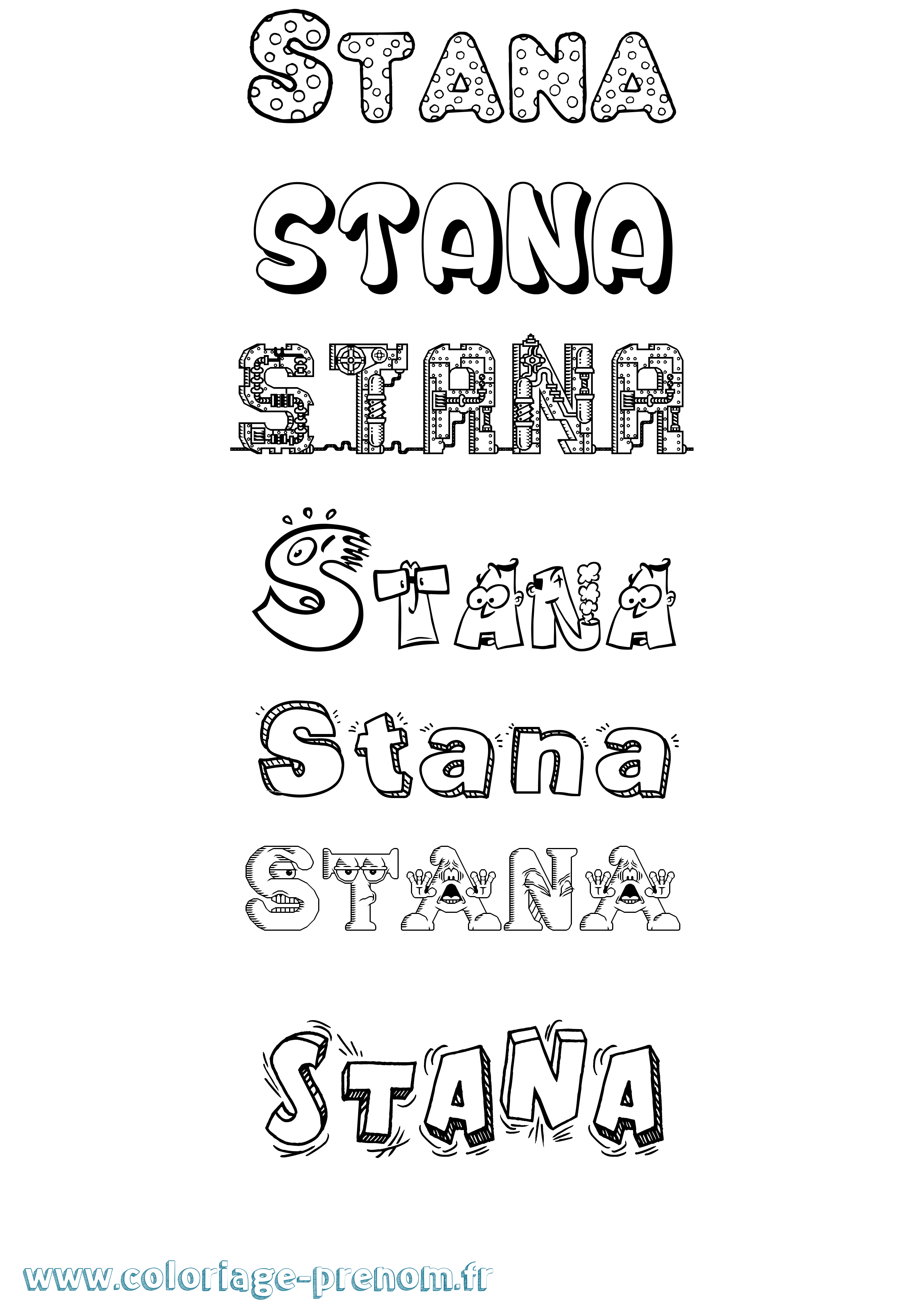Coloriage prénom Stana Fun
