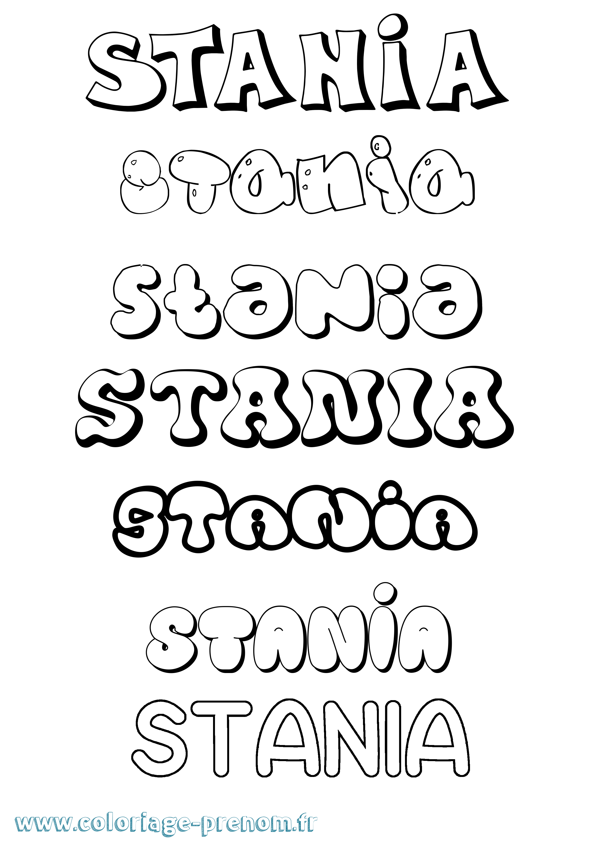 Coloriage Stania Bubble Coloriage prénom Stania Bubble