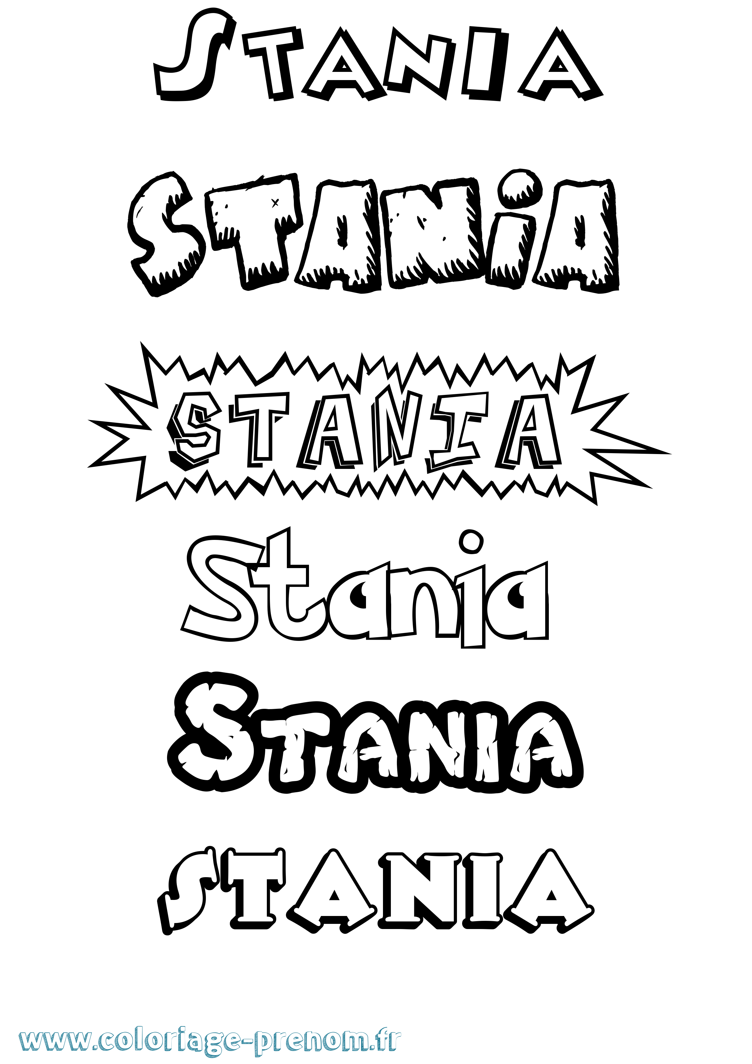 Coloriage Stania Dessin Animé Coloriage prénom Stania Dessin Animé
