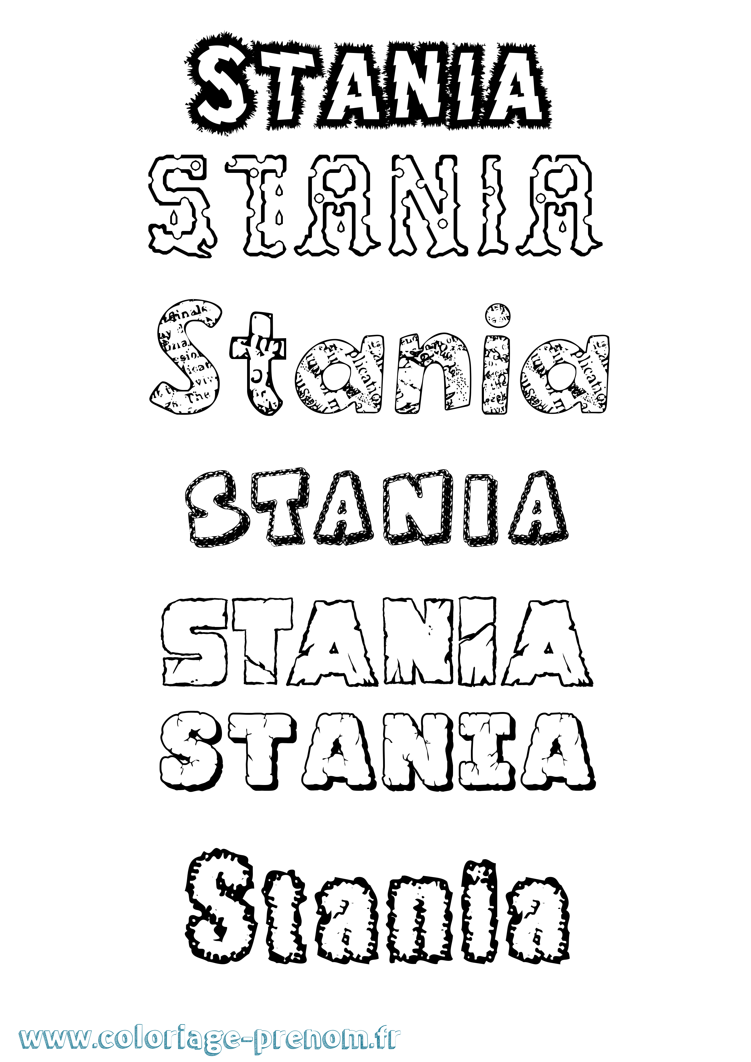 Coloriage Stania Destructuré Coloriage prénom Stania Destructuré