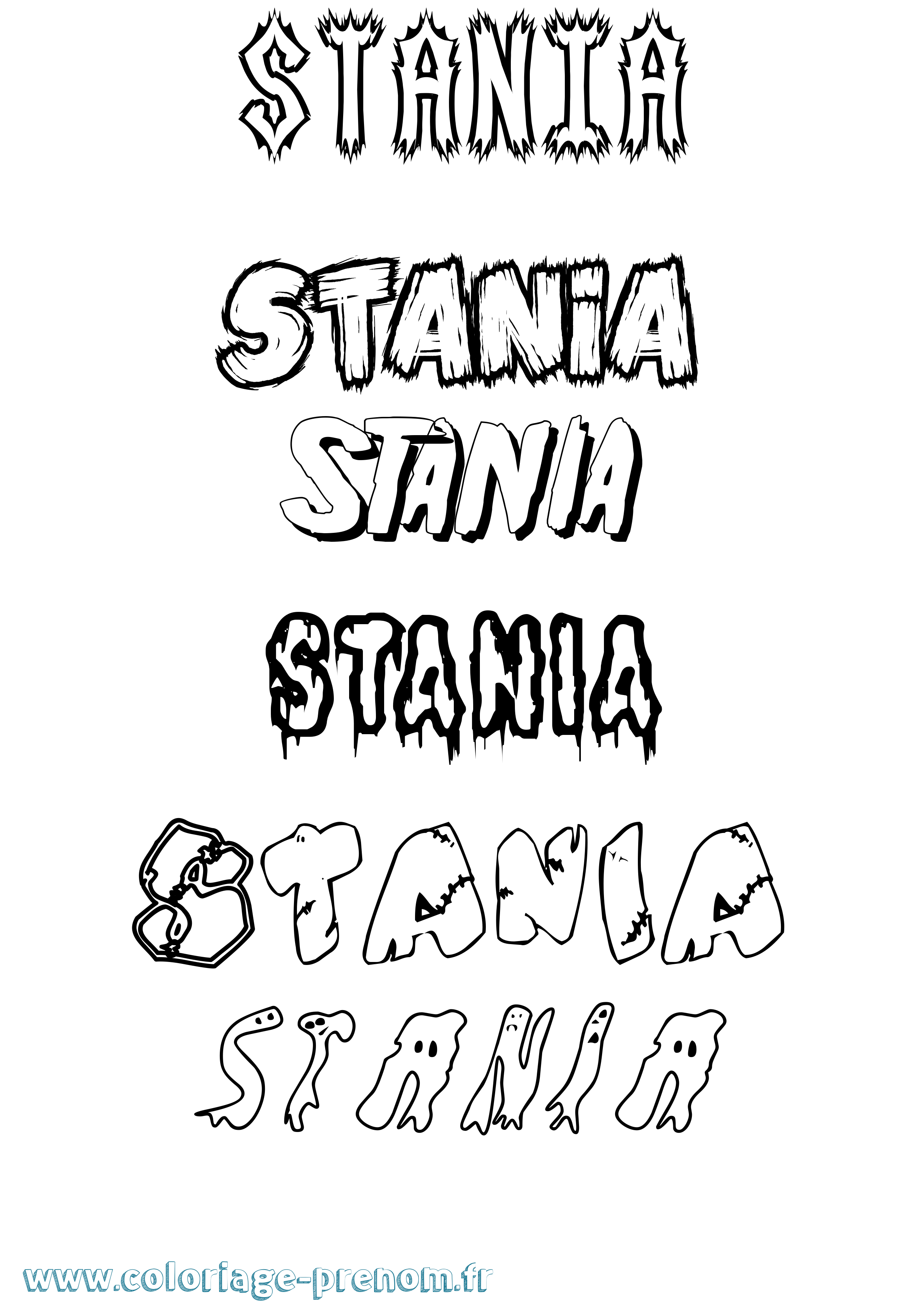 Coloriage Stania Frisson Coloriage prénom Stania Frisson