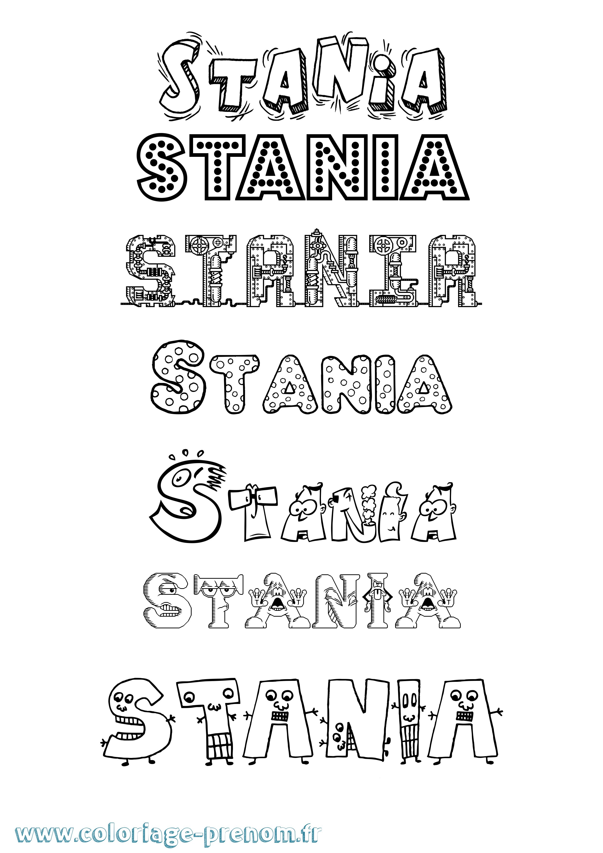 Coloriage Stania Fun Coloriage prénom Stania Fun