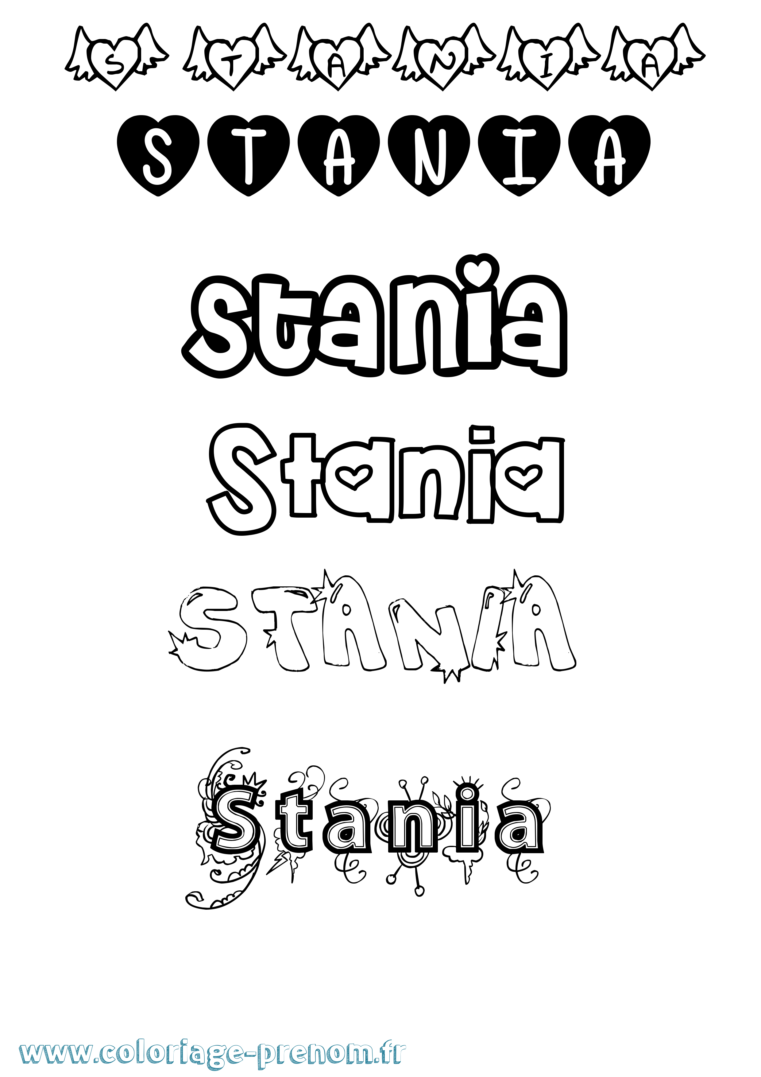 Coloriage Stania Girly Coloriage prénom Stania Girly