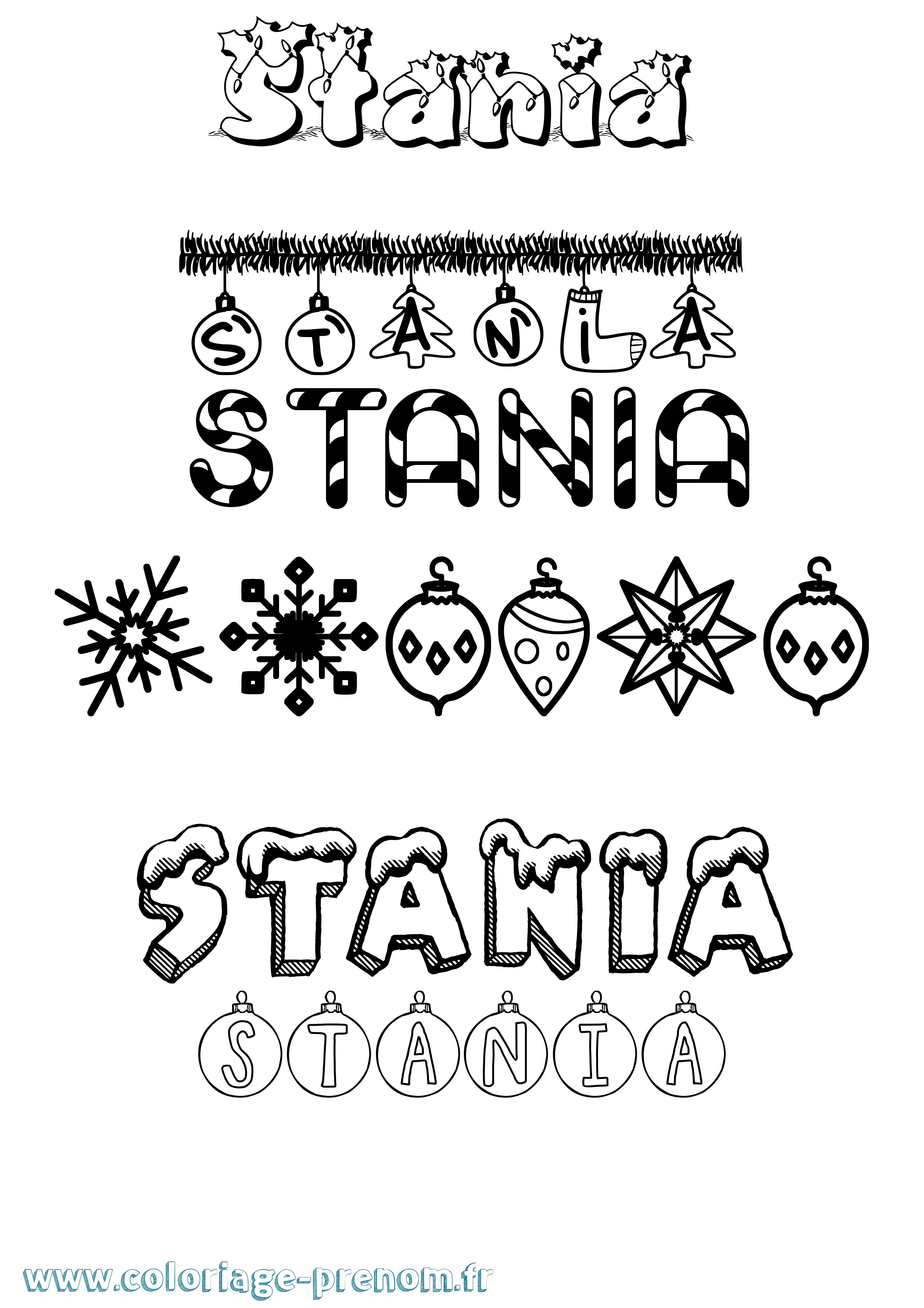 Coloriage Stania Noël Coloriage prénom Stania Noël