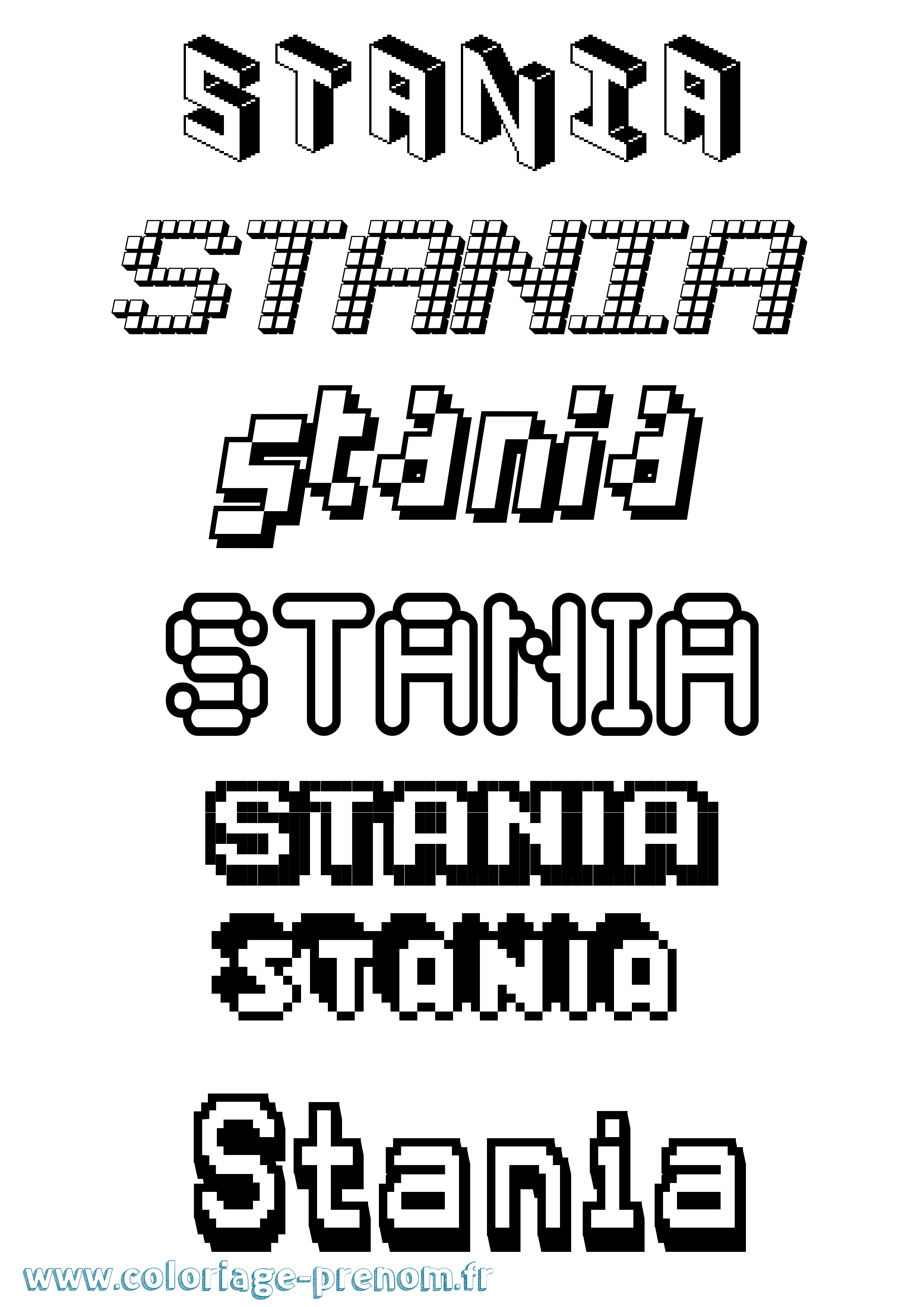 Coloriage Stania Pixel Coloriage prénom Stania Pixel