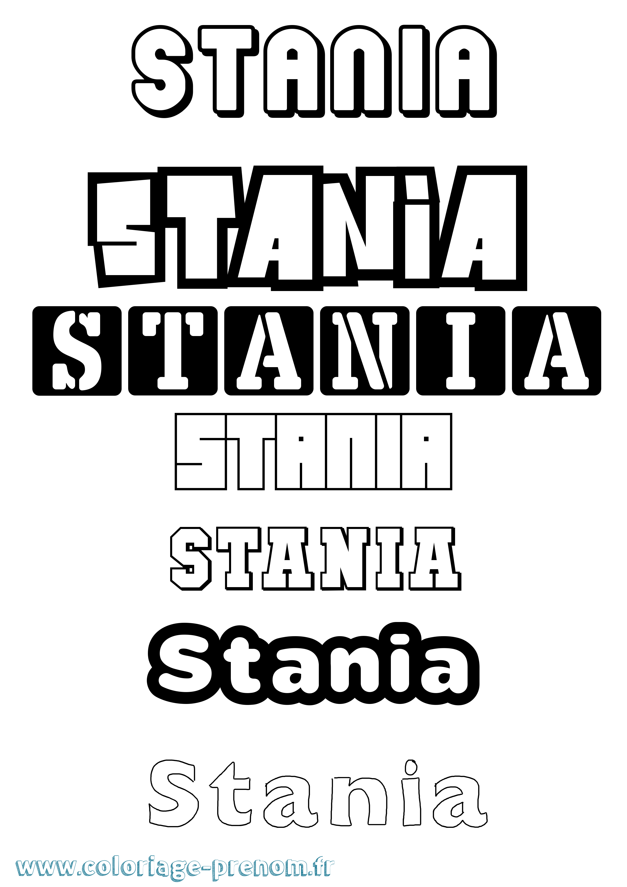 Coloriage Stania Simple Coloriage prénom Stania Simple