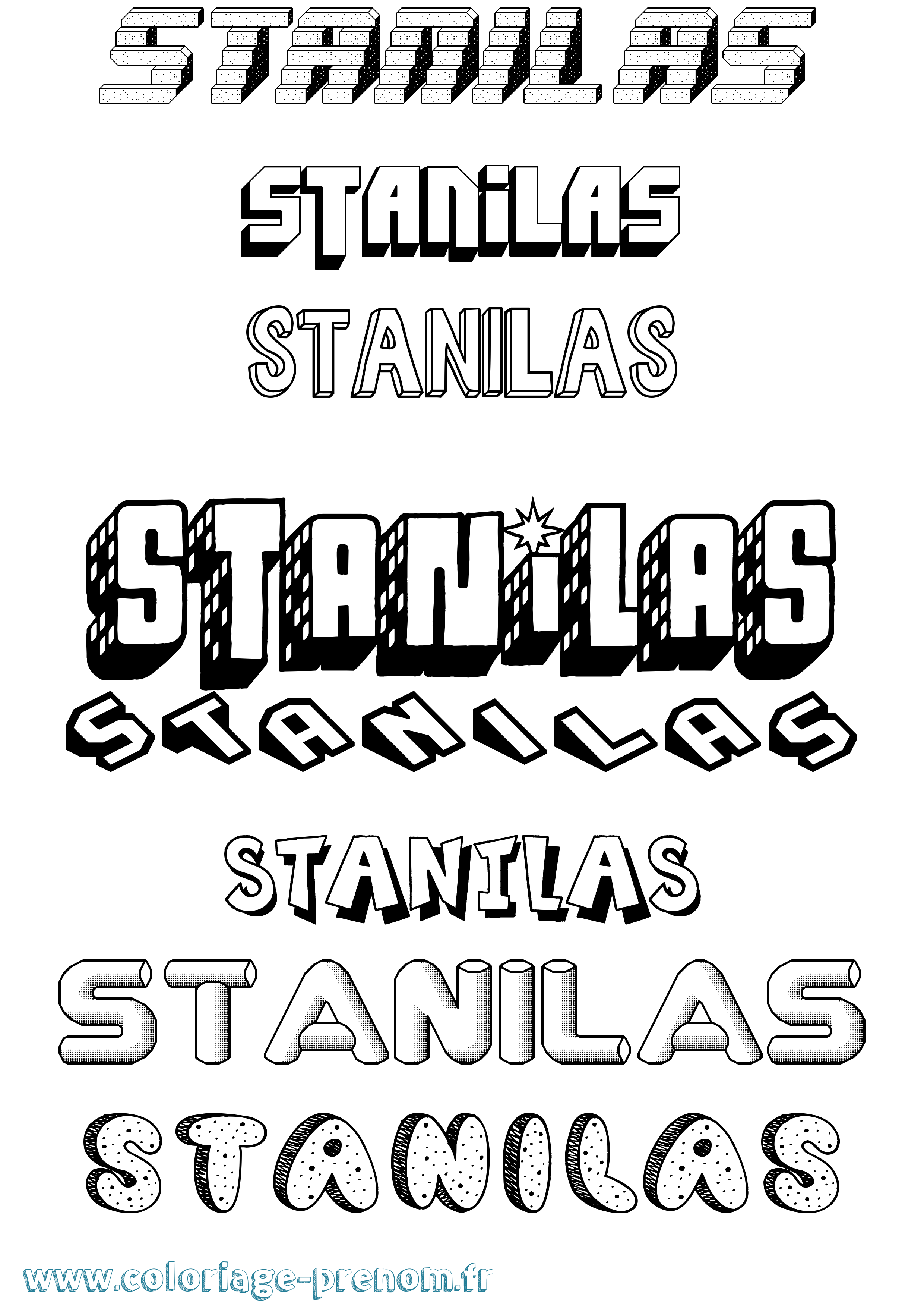 Coloriage prénom Stanilas Effet 3D