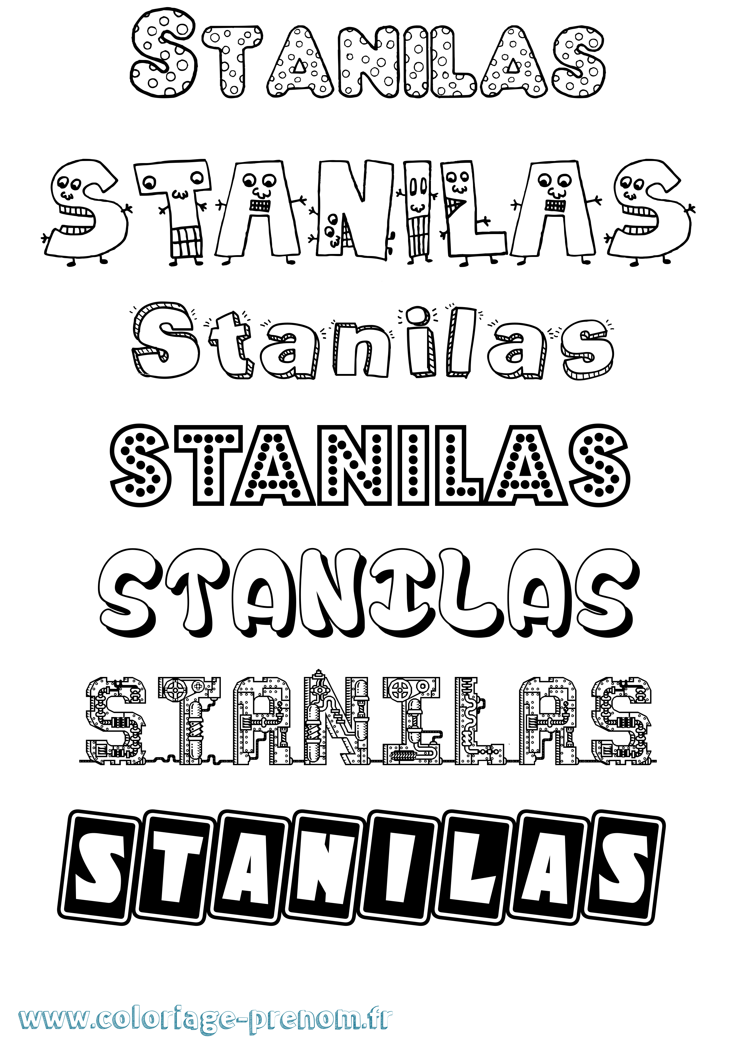 Coloriage prénom Stanilas Fun