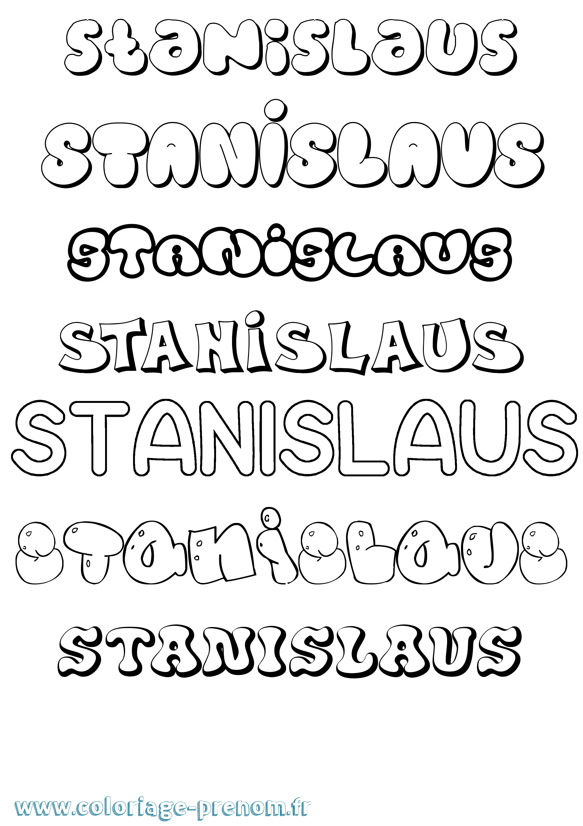 Coloriage prénom Stanislaus Bubble